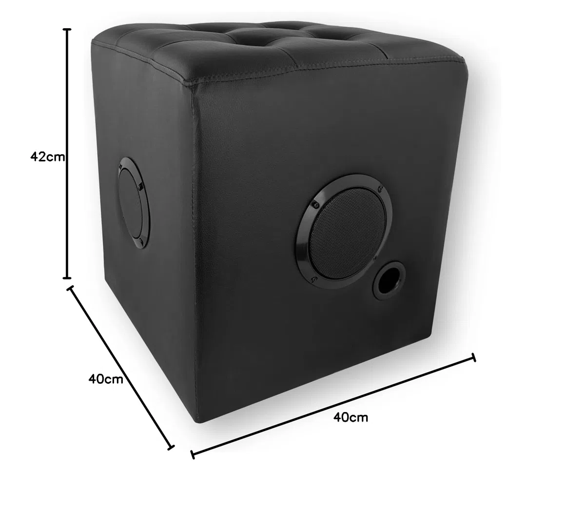 Caliber Głośnik Bluetooth – taboret z wbudowanym pudełkiem Bluetooth – 3 głośniki – wygodny i elegancki – czarny – 5 godzin akumulatora