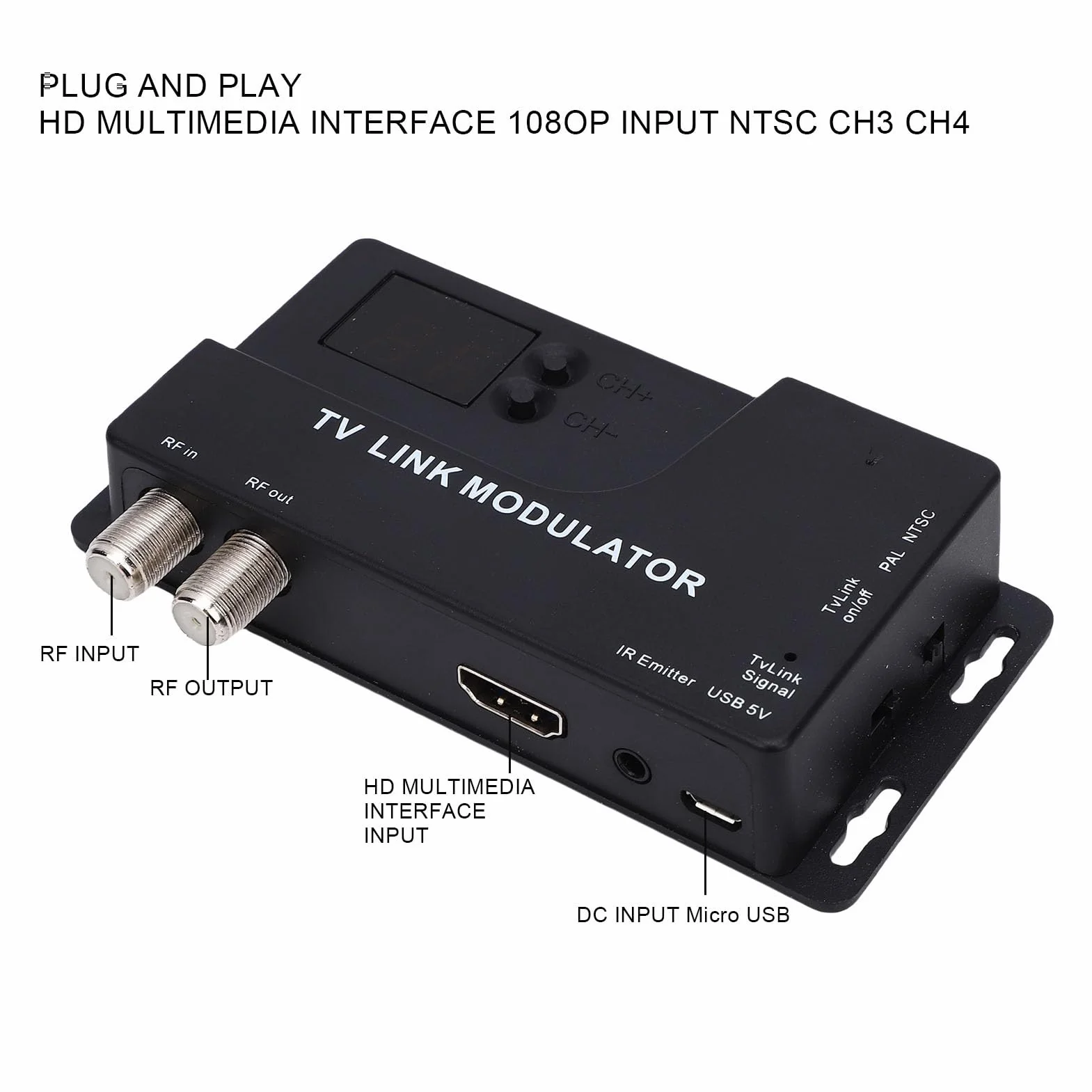 Zunate Modulator HDMI na RF Konwerter Koncentryczny 1080P 471,25-885,25 MHz PAL NTSC