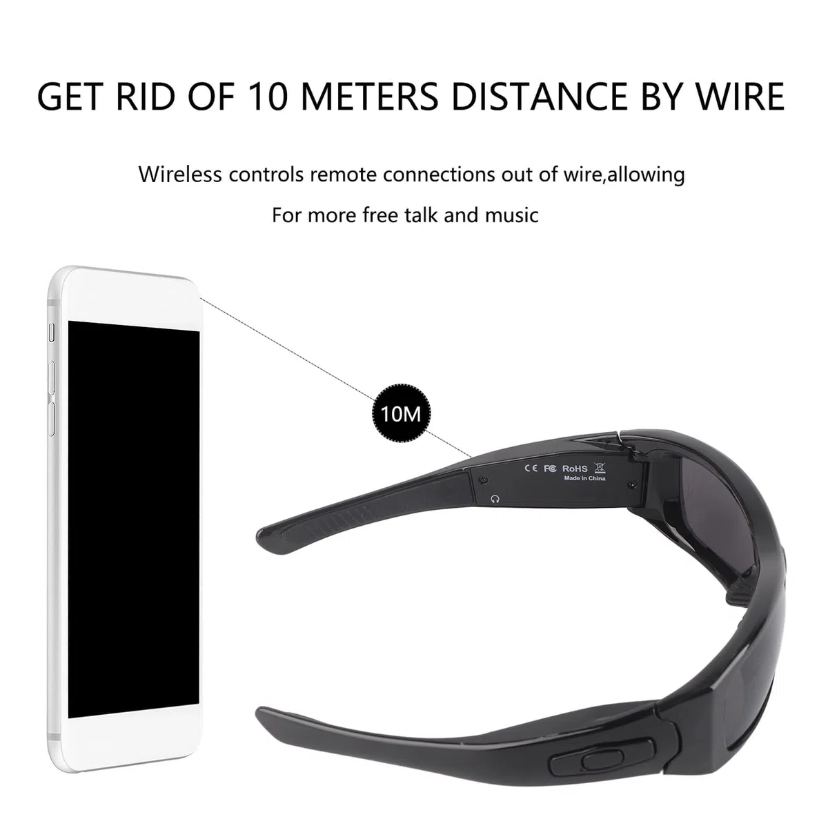 1080p Smart Blueteeth HD Camera HD Soczewki polaryzacyjne Sportowe okulary przeciwsłoneczne, wsparcie połączenia wideo, nadaje się do jazdy na rowerze w pomieszczeniach i podczas jazdy na