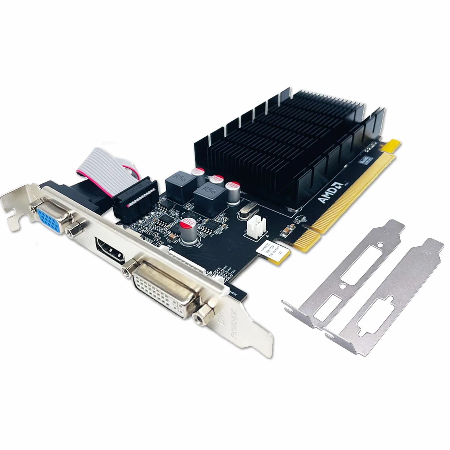 SAPLOS Radeon HD 5450 2 GB GDDR3 64-bitowa (DVI, HDMI, VGA), niskoprofilowy komputer GPU, PCI Express 2.0x16, karta wideo PC do cichej budowy HTPC, DirectX 11