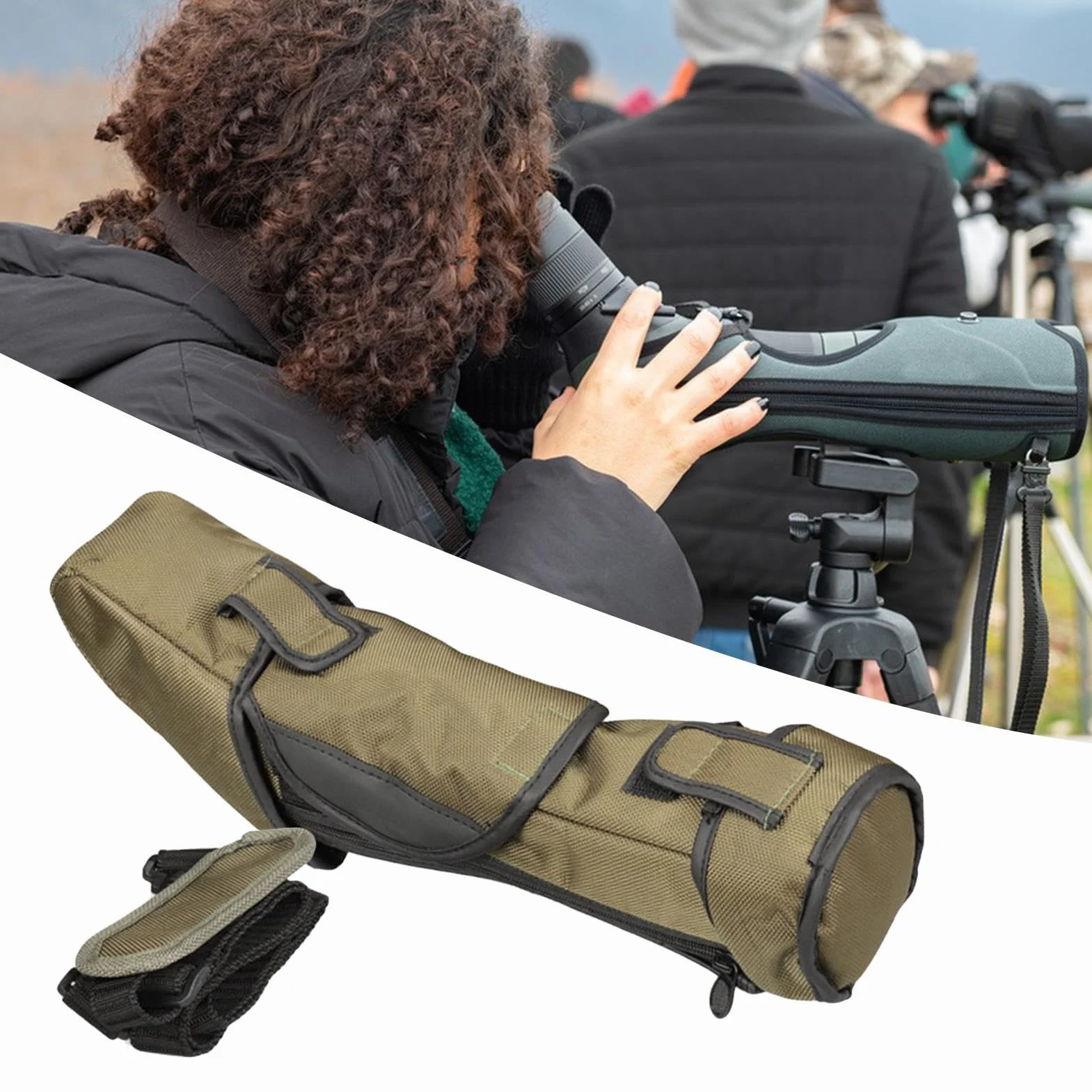 Etui na teleskop, wielofunkcyjna torba na lunetę z nylonowym teleskopem z regulowanym paskiem na ramię, Kaliber 80 mm, Refer to description, Uniseks