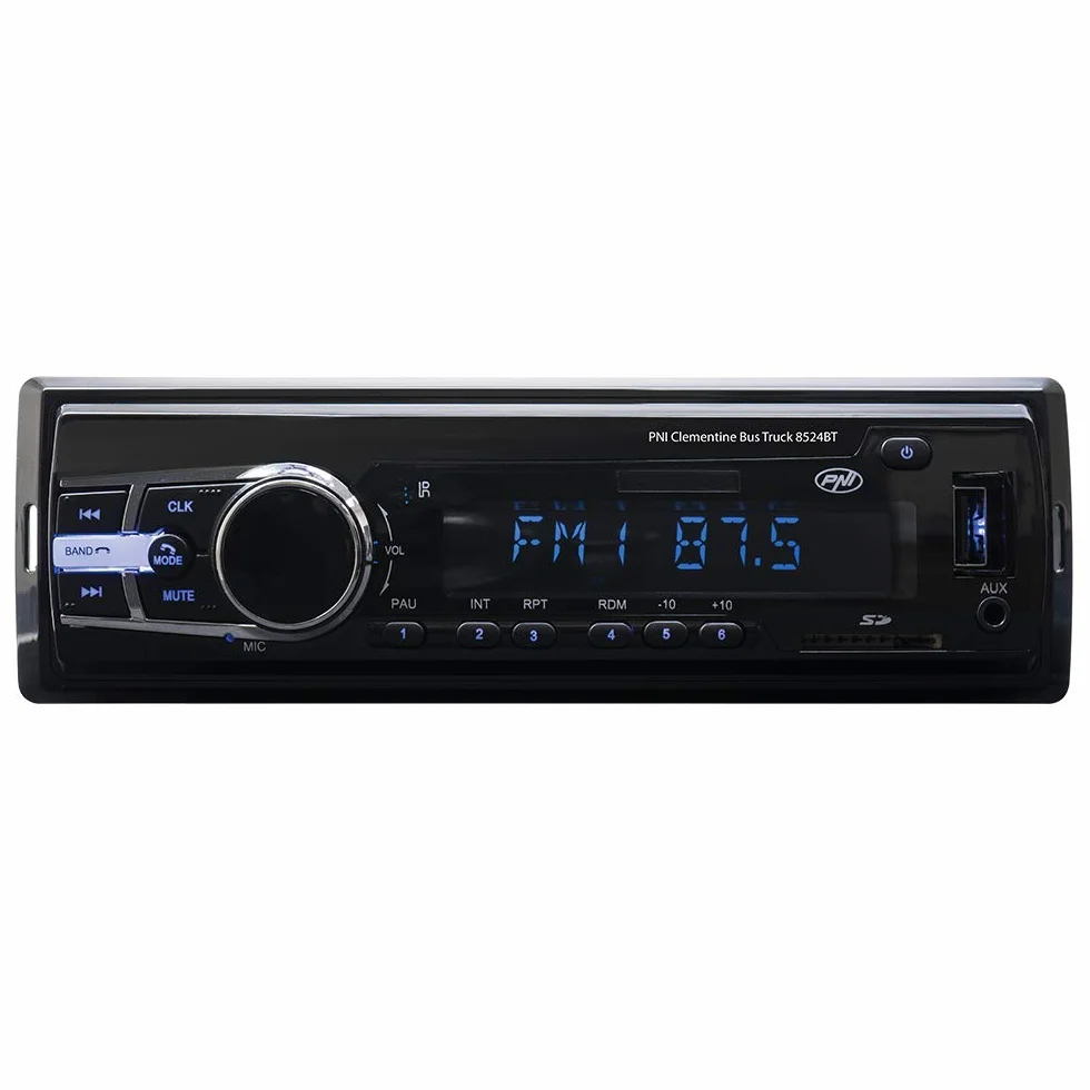 PNI Samochodowy Odtwarzacz MP3 z radiem 8524BT 4x45w 12V / 24V 1 DIN cu SD, USB, AUX, RCA SI Bluetooth 24 V