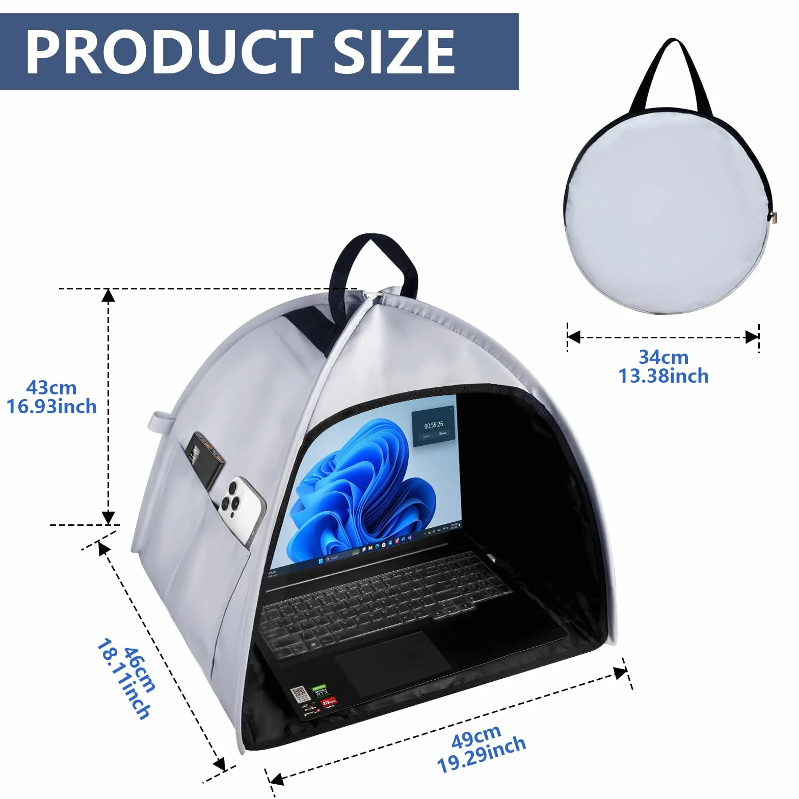 HoYiXi Uniwersalna składana osłona przeciwsłoneczna na laptopa i osłona prywatności - pasuje do MacBooka 33.0-40.6 cm, Dell, Surface, Asus - blokuje światło słoneczne, chroni prywatność, praca na