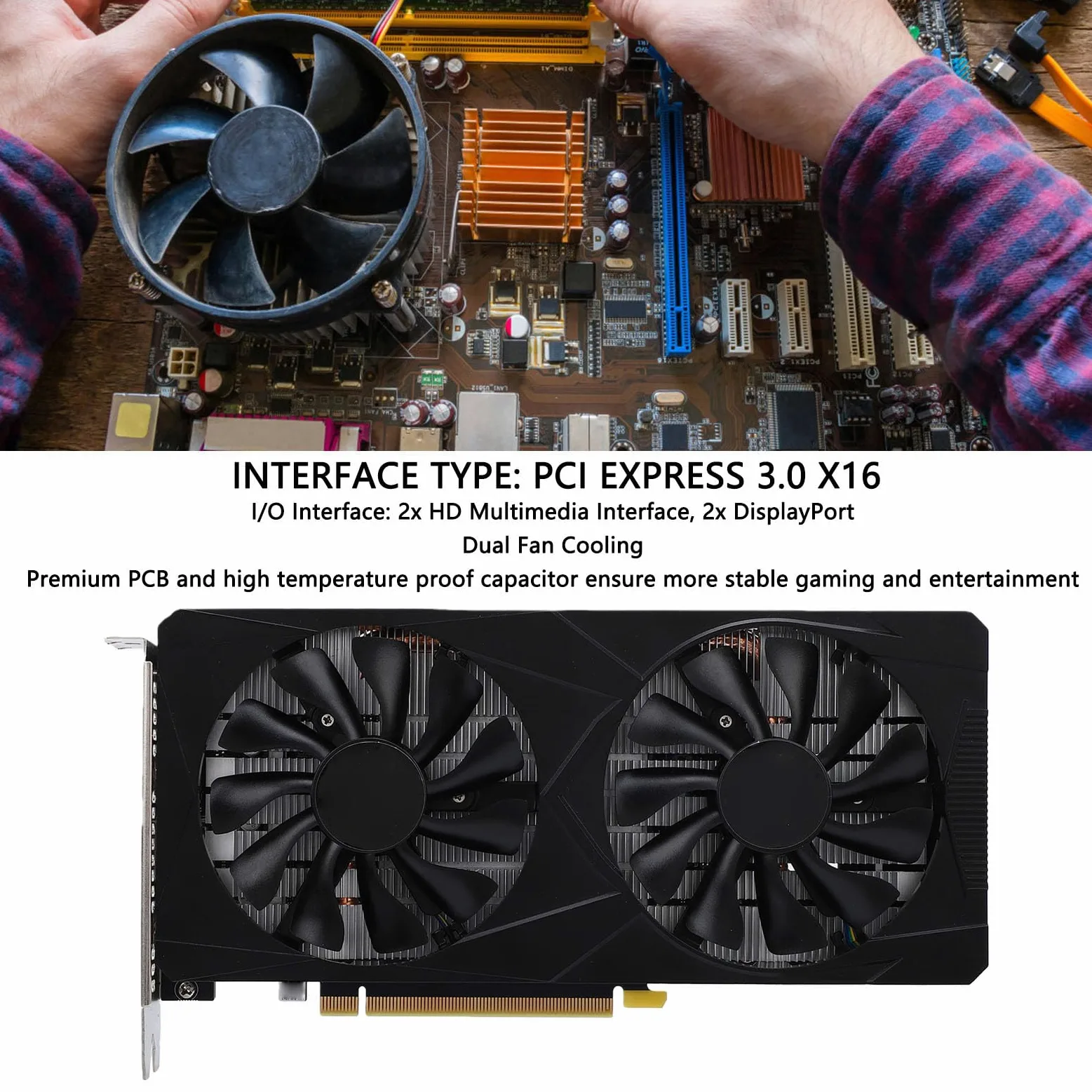 Naroote Karta Graficzna, 12 GB GDDR6 192-bitowa Karta Graficzna PCI Express 3.0 X16 do Gier z Podwójnymi Wentylatorami Chłodzącymi, do Komputera PC