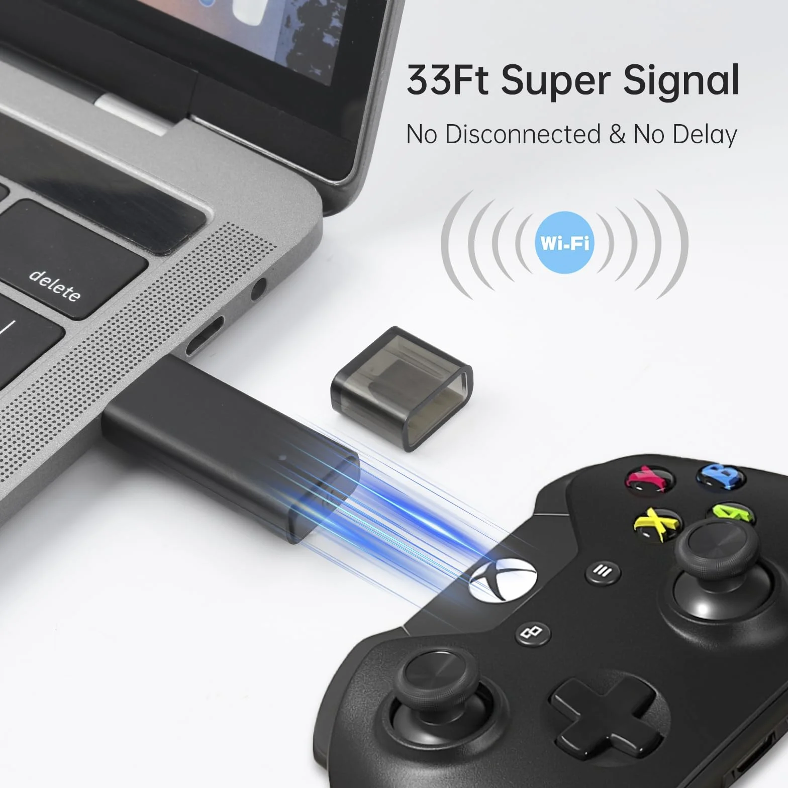 ELUTENG Bezprzewodowy adapter do Xbox One, Kompaktowy adapter odbiornika USB do gier bezprzewodowych, Kompatybilny z kontrolerami Xbox One X/S/Elite/Elite 2 na PC Windows 11/10/8/7