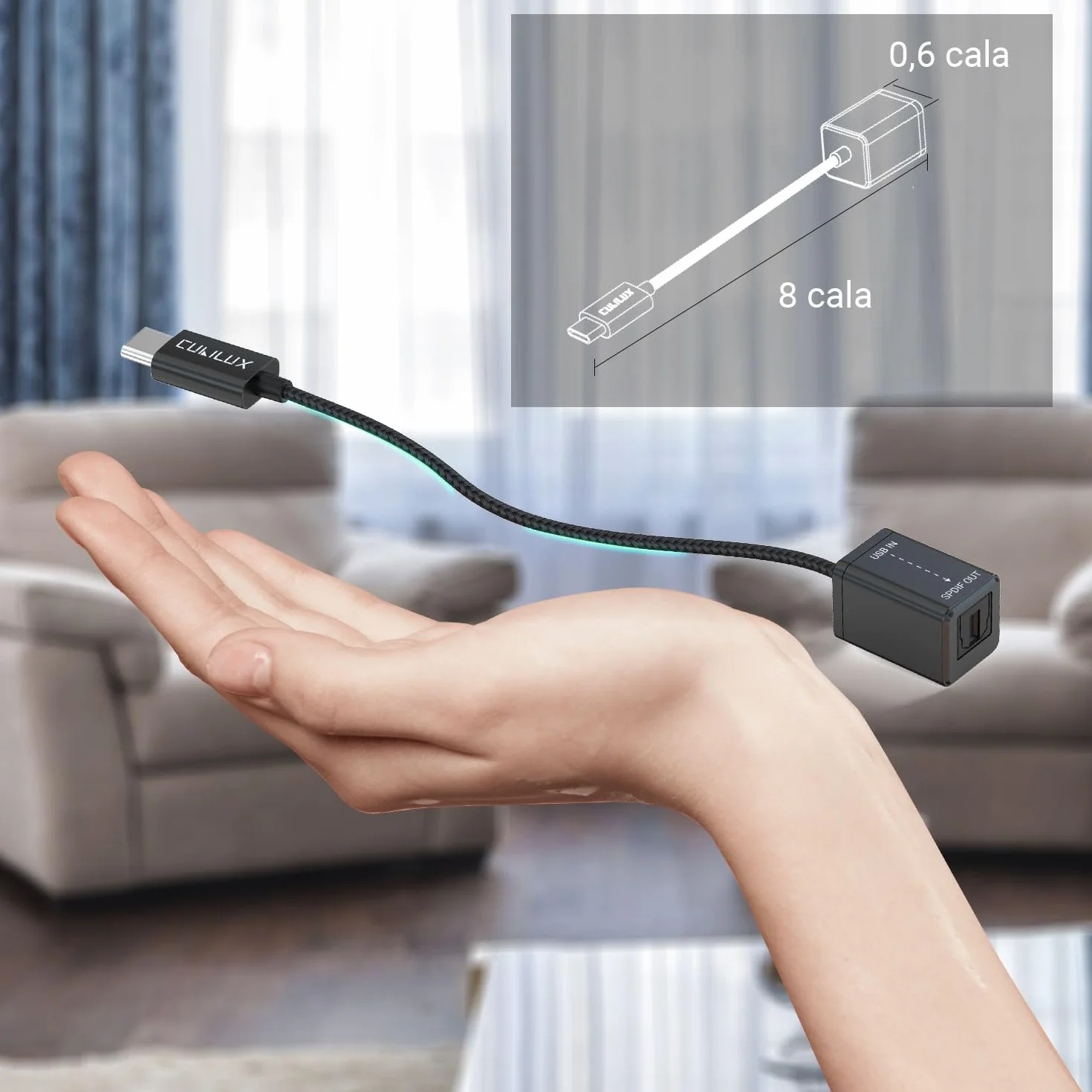 Cubilux USB C do SPDIF adapter wyjścia audio optycznego 192 KHz/24 bity