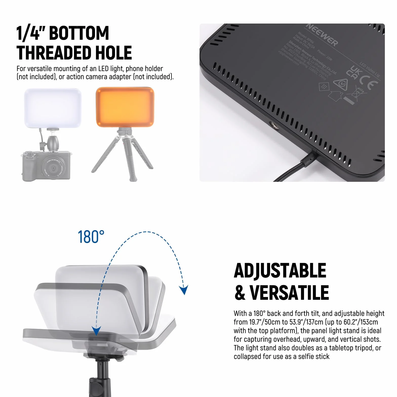 NEEWER BASICS Lampa wideo LED, zestaw 2 kluczy do paneli studyjnych ze statywem i filtrami, dwukolorowe ściemnianie, przenośne 3200~5600 K CRI95 750 luksów do nagrywania fotografii strumieniowego