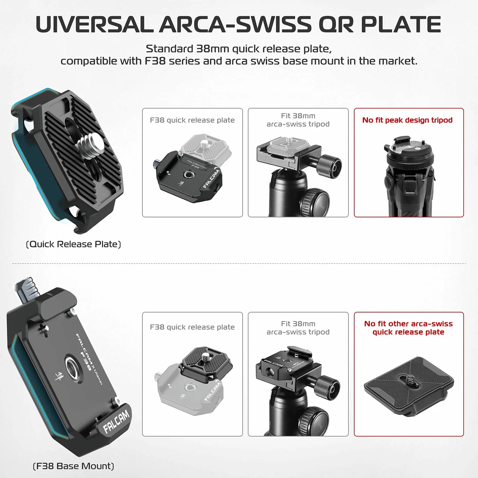 FALCAM Zestaw szybkiego zwalniania F38 V1, płyta Arca Swiss do lustrzanki i kamery bezlusterkowej