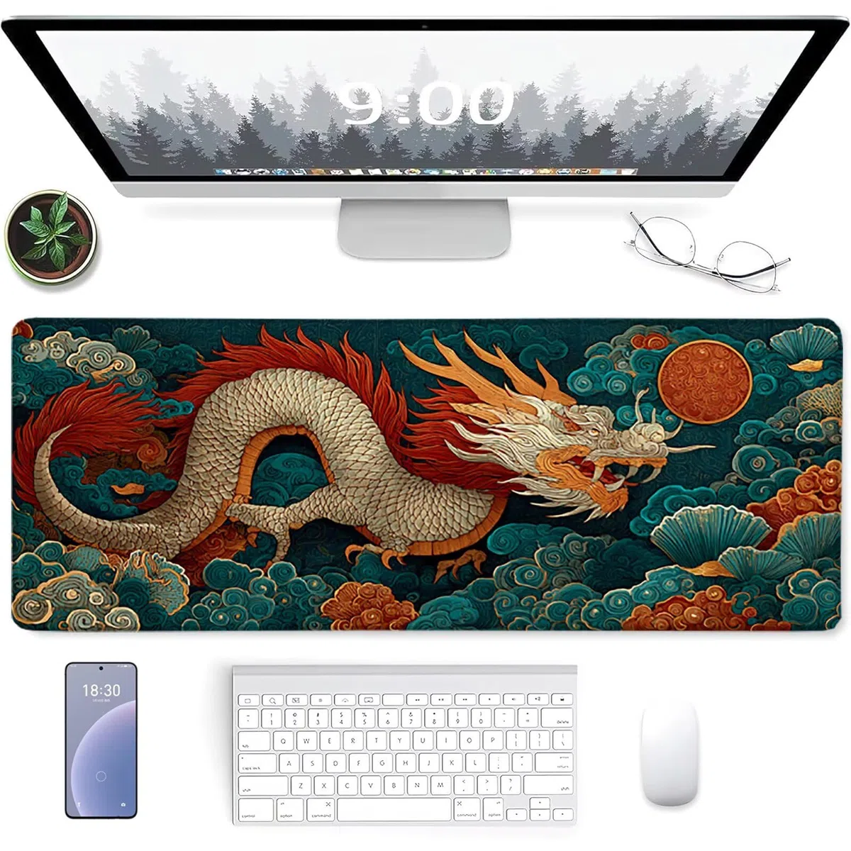 Cloud Gamingowa podkładka pod mysz 1000 x 500 x 3 mm, Dragon podkładka pod mysz XXL z przyszytymi krawędziami, akcesoria gamingowe, poprawia precyzję i prędkość, podkładka pod mysz, duża do komputera