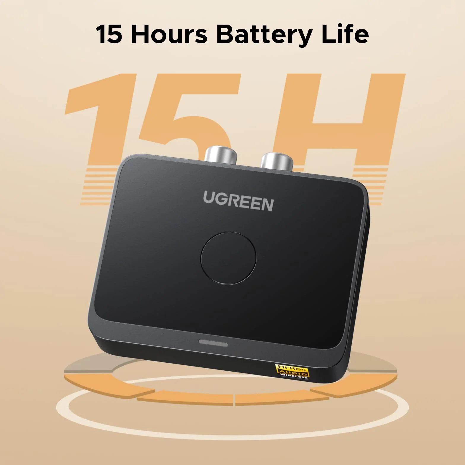 UGREEN Adapter Bluetooth 6.0 stereo z dekodowaniem LDAC, certyfikatem Hi-Res Audio Gold Standard, odbiornik audio Aux Bluetooth kompatybilny z głośnikami, wzmacniaczem i radiem samochodowym