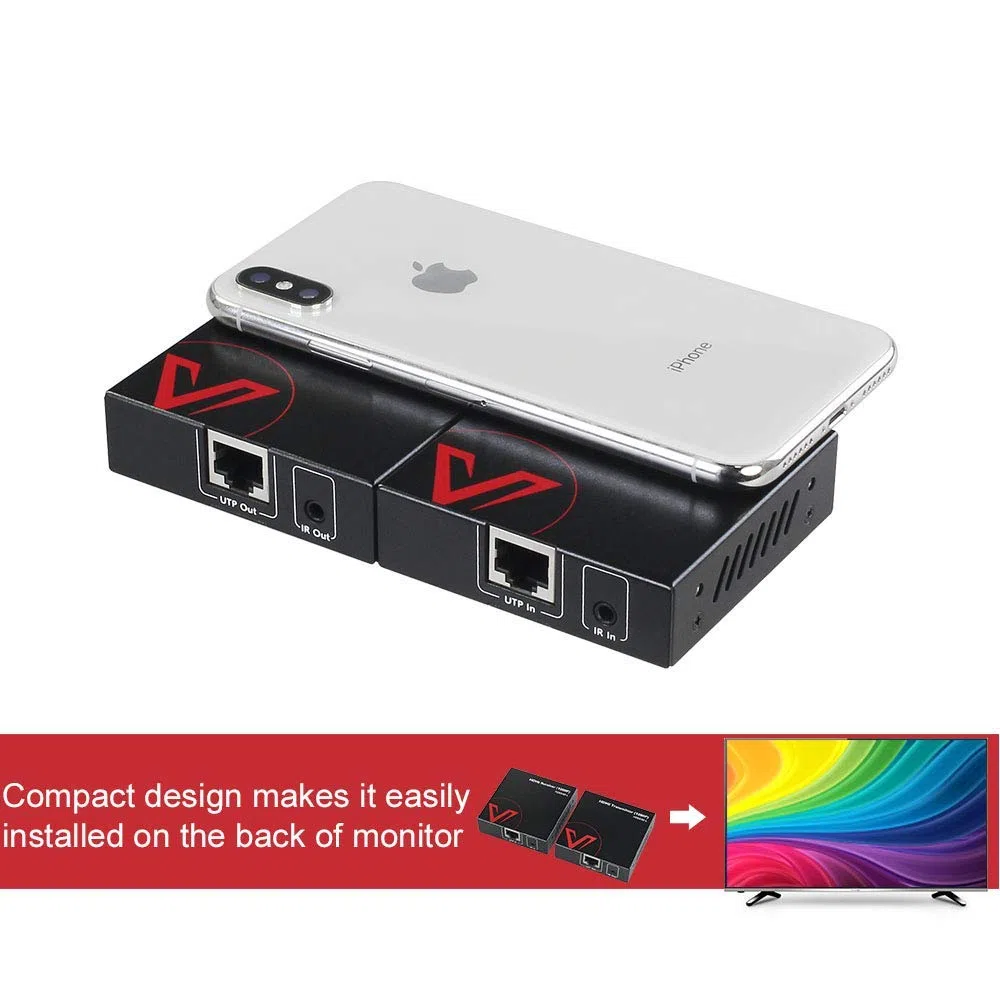 AV Access 164ft (50m) Przedłużacz HDMI FullHD 1080p@60Hz z IR, Balun HDMI Over Single Cat5e/6a/7, Obsługuje funkcję PoC, Przełącznik EQ dla kabla 30M/50M, Transmisja nieskompresowana przez Ethernet