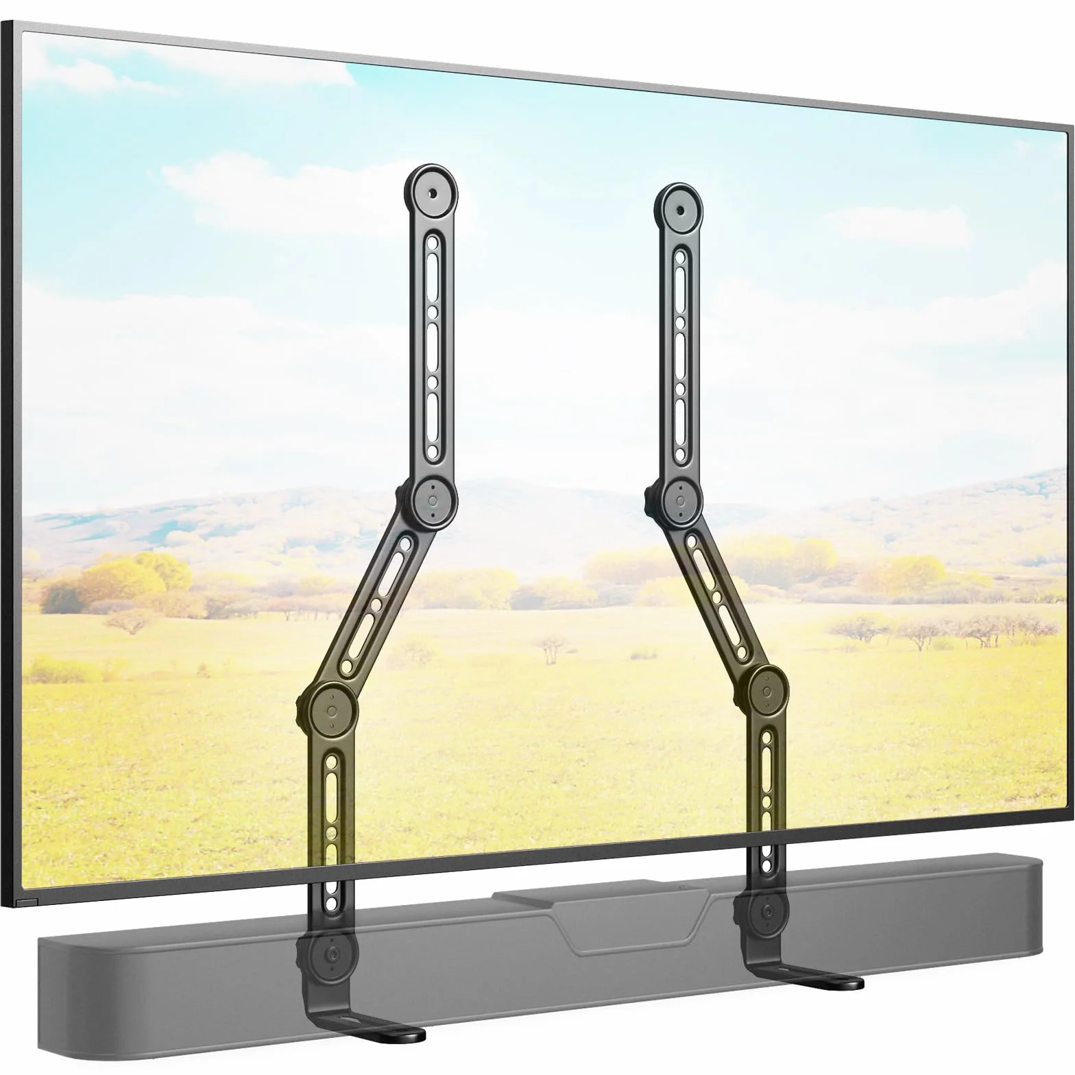 Uniwersalny uchwyt na soundbar do montażu pod lub nad telewizorem, pasuje do większości soundbarów do 15 kg, do maks. 90" TV, uchwyt soundbar na telewizorze bez wiercenia