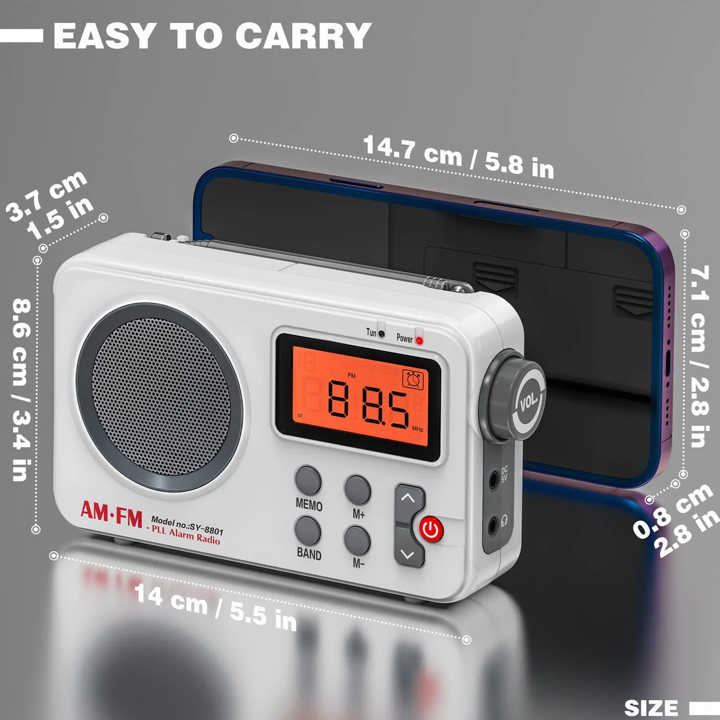 Tendak Radio FM/AM z Odbiornikiem Światowym - Duży Wyświetlacz, Funkcja Pomiaru Czasu, Budzik, Zasilanie USB/Baterie