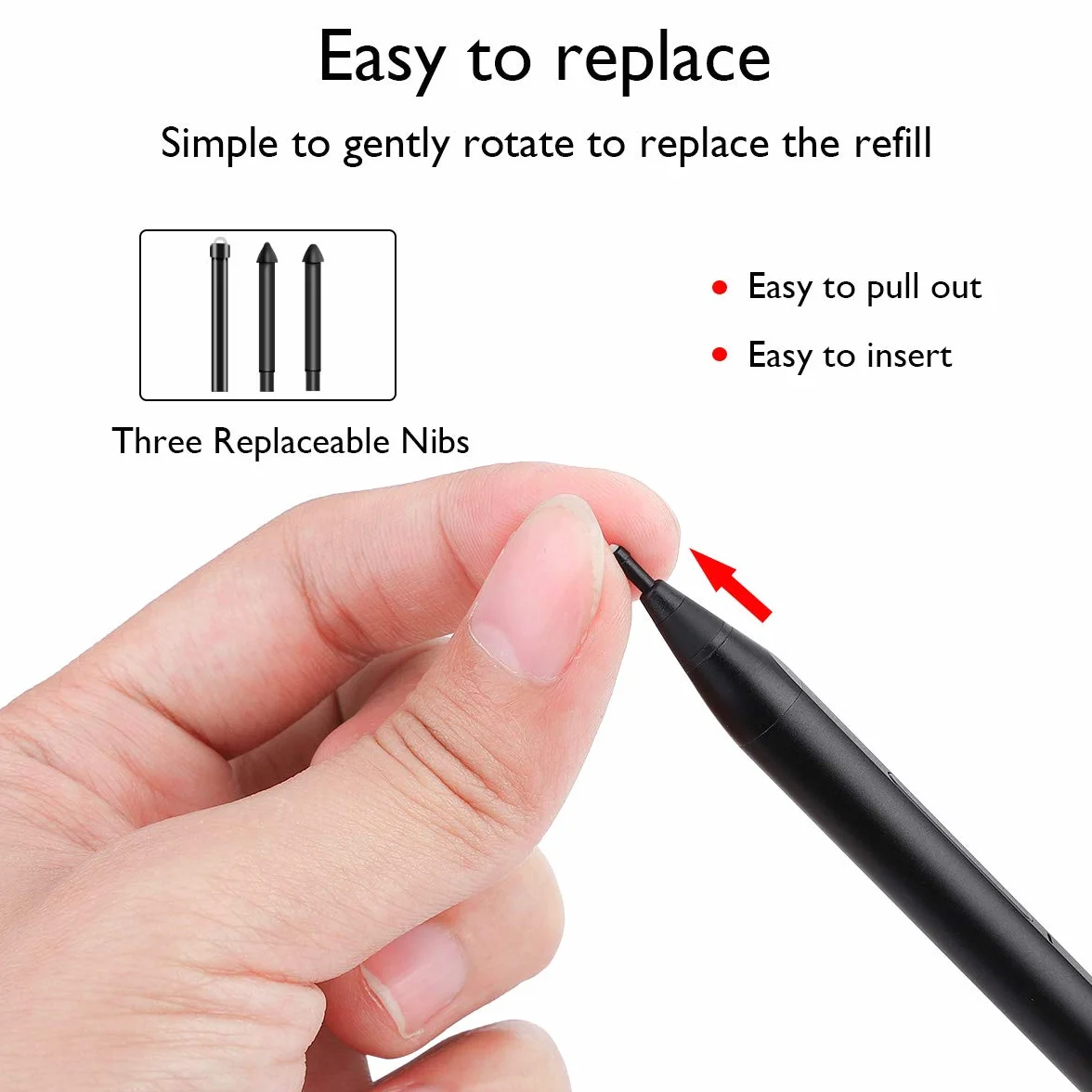 SUPERNIGHT Surface Pen Slim, Stylus Pen Surface 4096 czułość na nacisk z końcówką HB/H/2H Tip, wymienna końcówka, Tilt Palm Rejection, szybkie ładowanie do Surface Pro