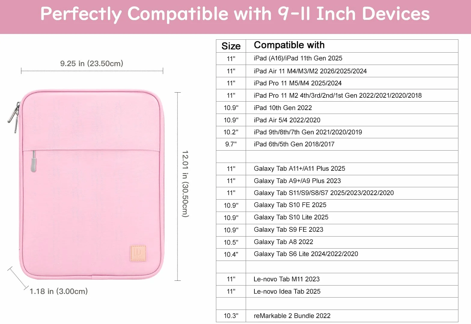 Dadanism Torba na tablet 10,9" Air 5/4, i-Pad 9/8/7a Gen 10,2", Galaxy Tab A9+ Plus 11", różowy kwiat