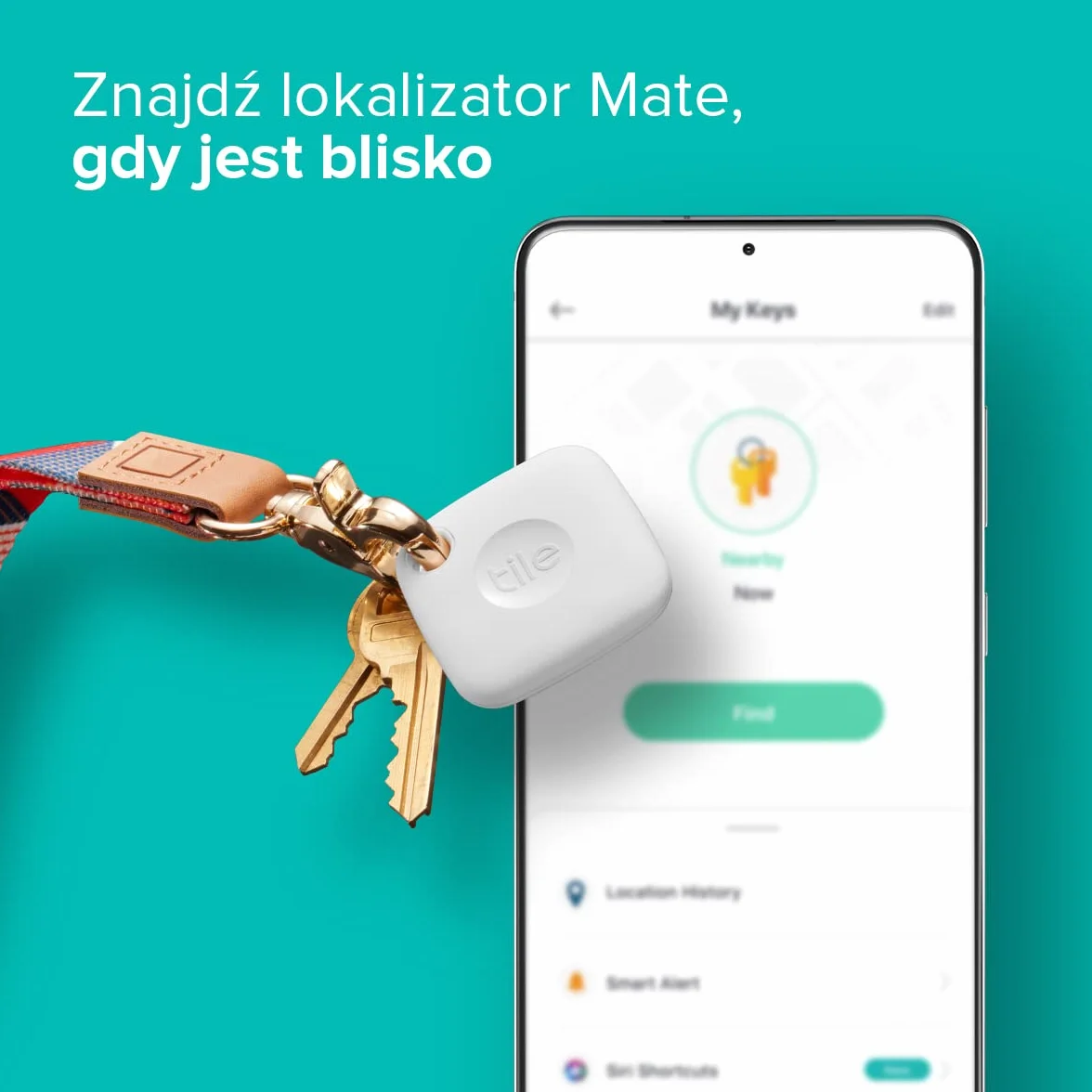 Tile Mate (2022) Lokalizator Bluetooth do znajdowania kluczy, toreb i innych przedmiotów, 1 Pak, zasieg 60m, aplikacja iOS i Android, Biala