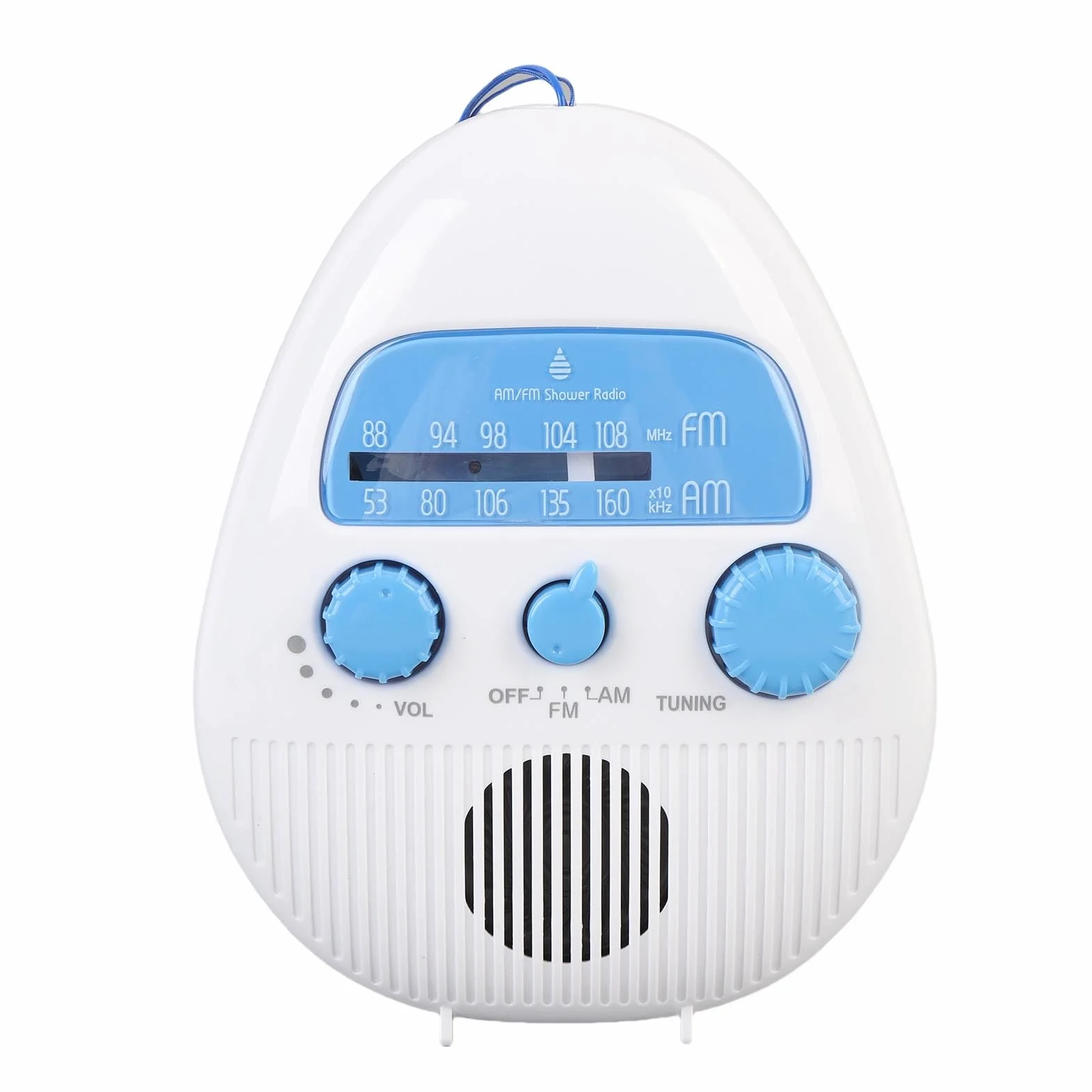 AM FM Shower Radio Wbudowany Głośnik, Wodoodporne Wiszące Radio łazienkowe z Obrotowym Pokrętłem dla łatwej Kontroli Objętości Tuningu, Mini Przenośne Radio z Akumulatorem
