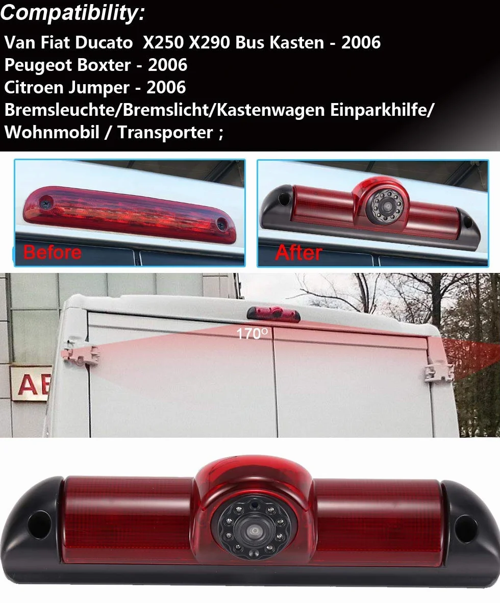 Klakus samochodowa lampa hamulcowa, światło hamowania, kamera cofania do Fiata Ducato/Peugeot Boxer/Citroen Jumper/Dodge + 7" ekran DVD, TFT do samochodów ciężarowych, wyświetlacz LCD
