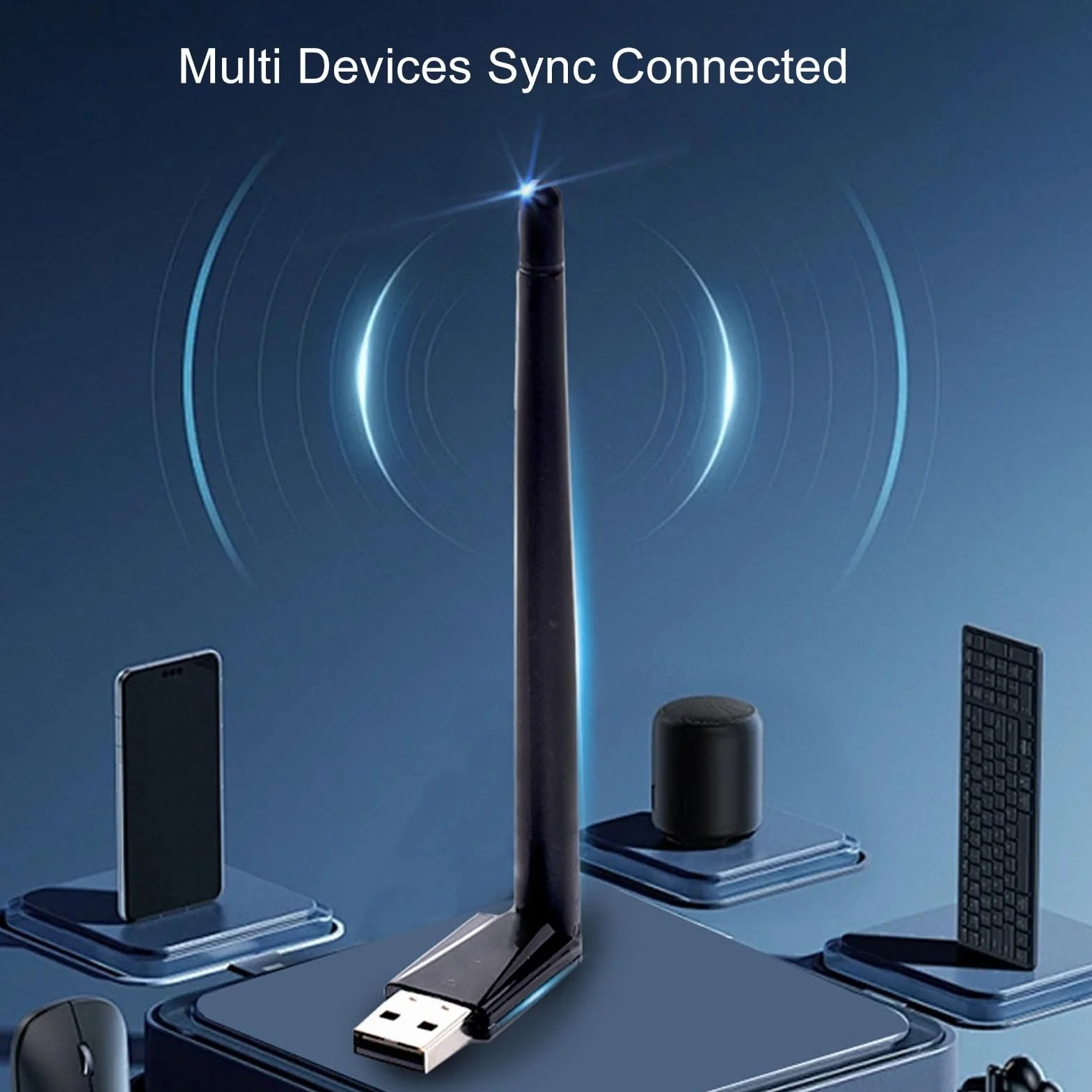 Adapter USB Bluetooth 5.4 do Komputera PC, Daleki Zasięg 160M, Klucz Sprzętowy Bluetooth BR/EDR o Niskim Opóźnieniu, Obsługa Systemu 10/11/8.1, do Klawiatury Bluetooth