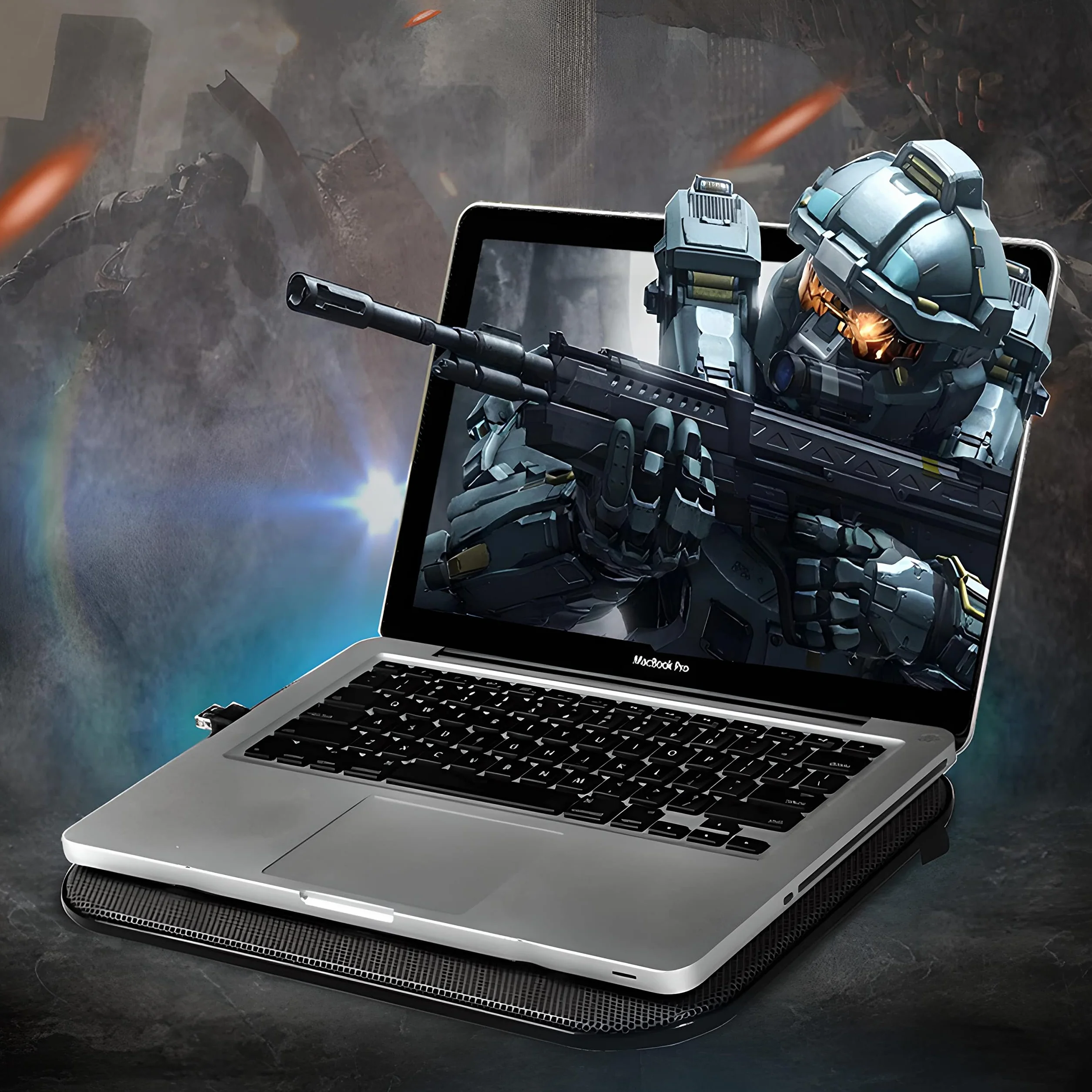 Retoo Podkładka chłodząca do laptopa z 5 wentylatorami LED 12-15", chroni przed przegrzaniem, podkładka chłodząca do notebooka, PS3, PS4, PS5, Xbox One, chłodnica do laptopa, czarna
