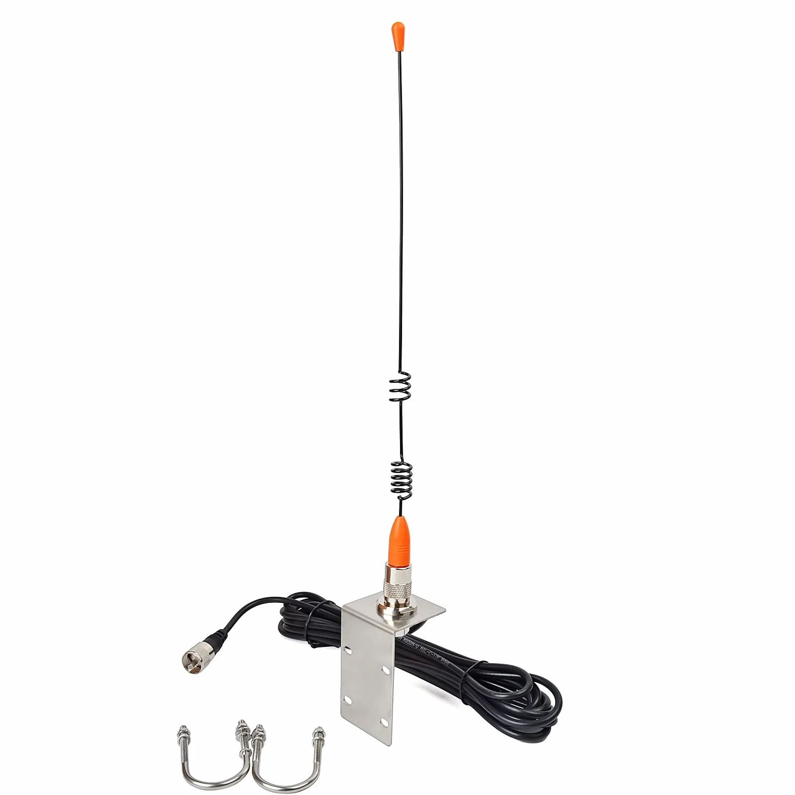 HYS Antena FM, 156-163 MHz, antena z uchwytem, 5 m, kabel RG58, kompatybilna z urządzeniami mobilnymi VHF do jachtów, statków, samochodów ciężarowych, kamperów (pomarańczowa)