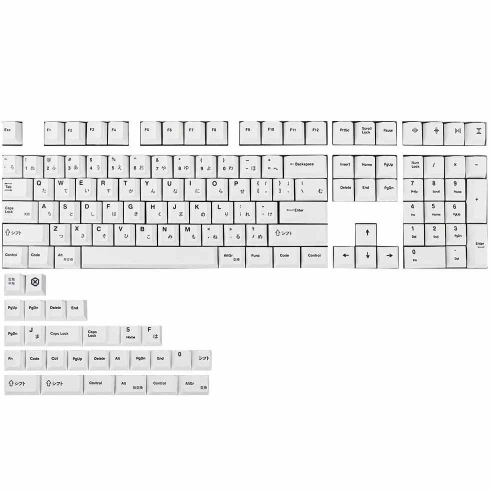 Gliging 135 Keys PBT Japanese Keycaps Cherry Profile DYE-Sub White Theme Minimalist Style Suitable for Mechanical Keyboard