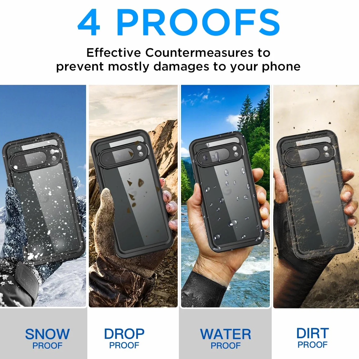 AICase do Google Pixel 10 Pro XL, wodoodporne etui z wbudowanym ochraniaczem ekranu, przezroczyste, odporne na wstrząsy, pyłoszczelne, śniegoszczelne, pełne etui na telefon, odporne na zanurzenie