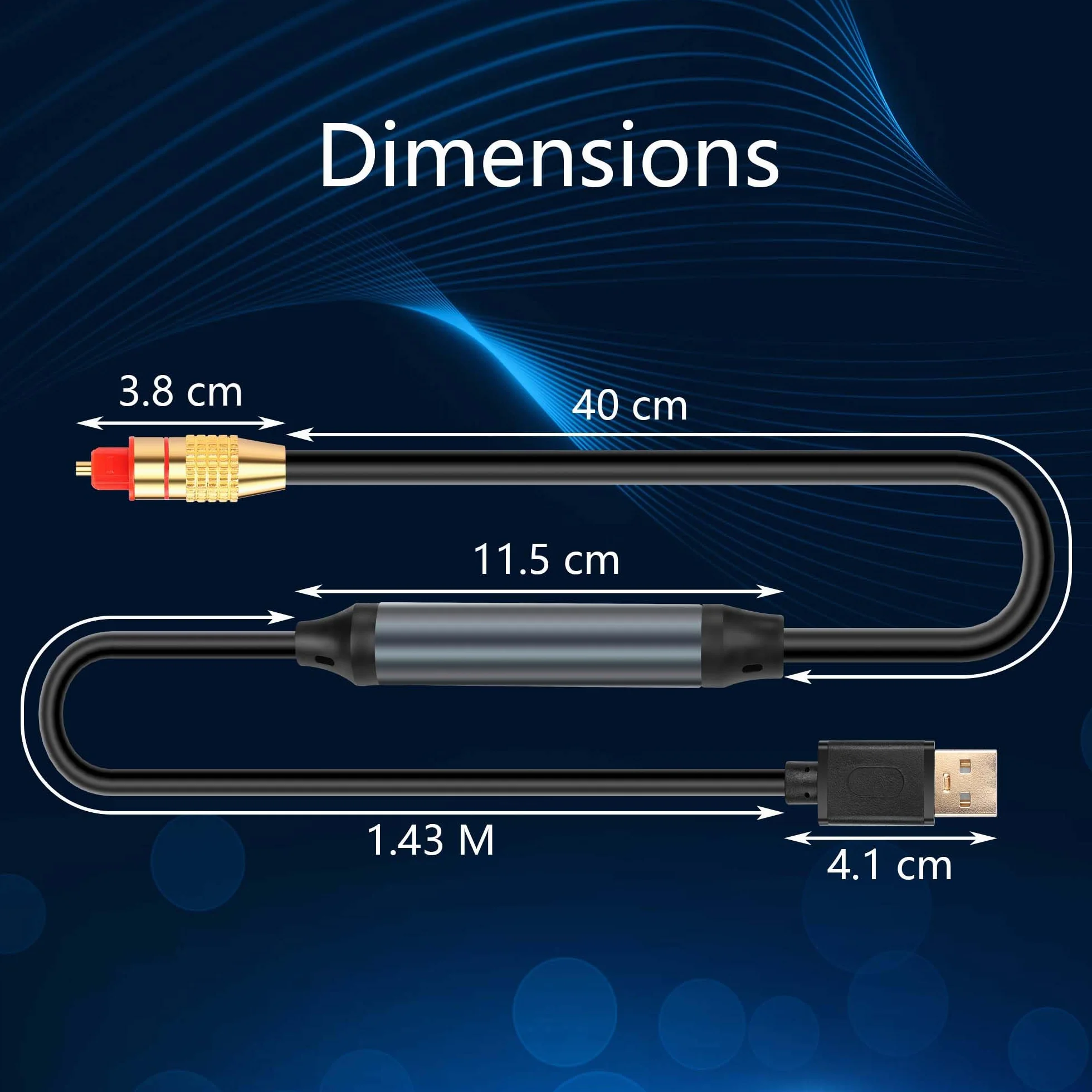 GINTOOYUN USB na optyczny adapter audio – port USB A do Fiber Optic SPDIF złącze 2 m gniazdo konwerter kabel do komputera laptopa Fiber Optic Box