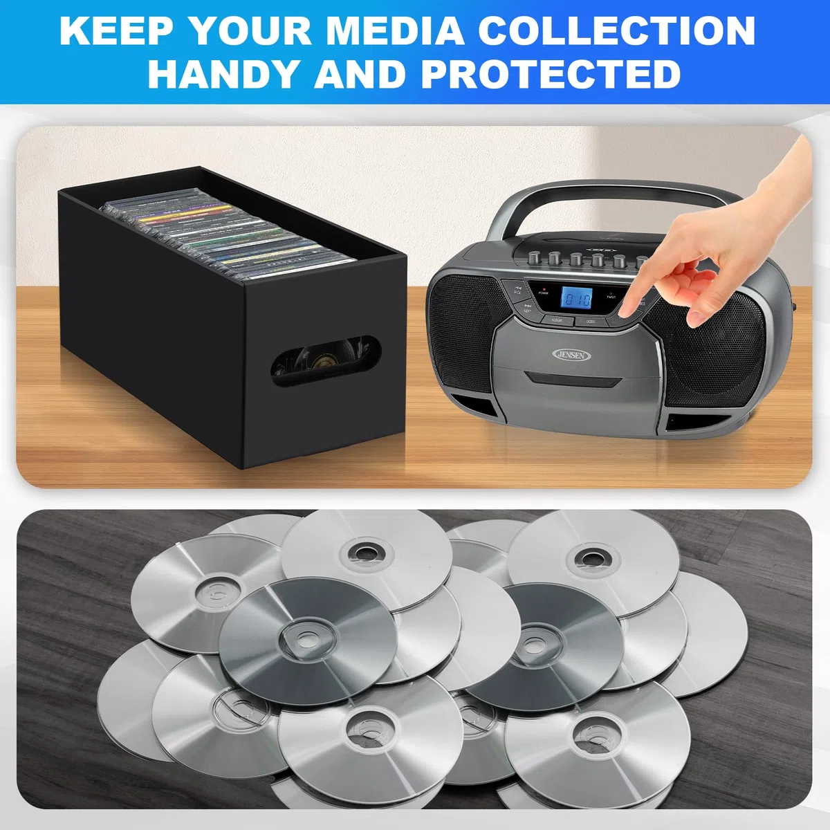 AOBOPLE Pudełko do przechowywania płyt CD, 6 sztuk, na 120 płyt CD w pełnym etui na biżuterię, 240 płyt CD w smukłych etui i 660 płyt CD w etui na płyty CD/DVD