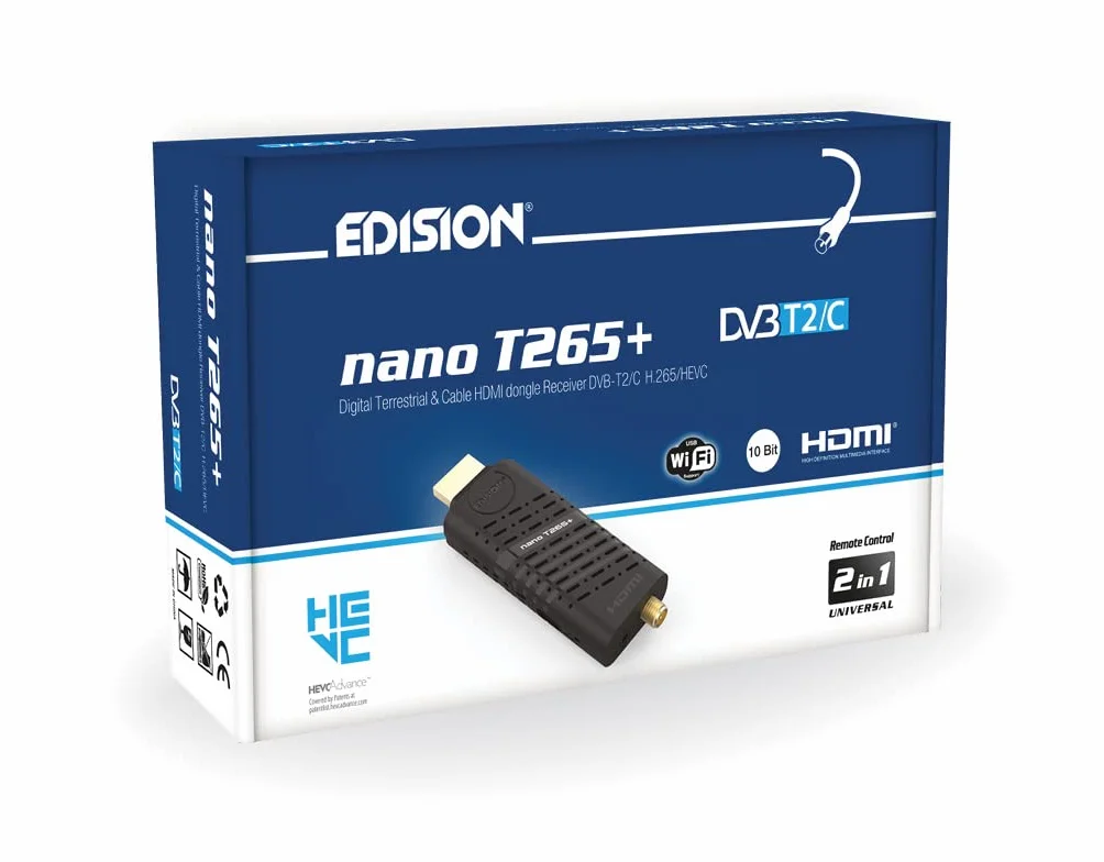 EDISION NANO T265+ Dekoder DVB-T2/C H.265 FTA Full HD PVR USB HDMI WiFi