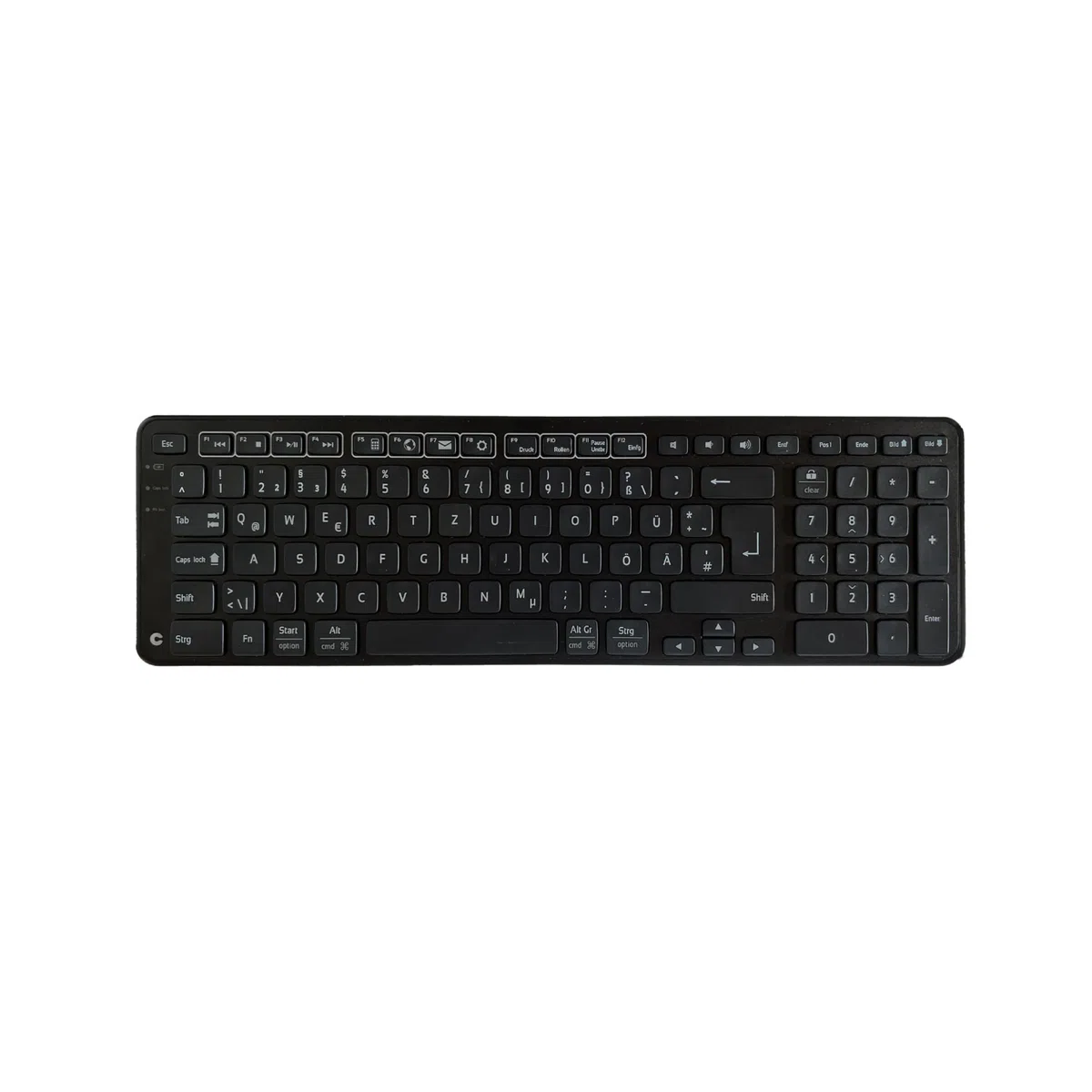 Contour Balance Keyboard | klawiatura bezprzewodowa z gniazdem USB | układ QWERTZ | super płaska klawiatura radiowa | klawiatura numeryczna + przyciski medialne | do domu i pracy | do Windows i Mac