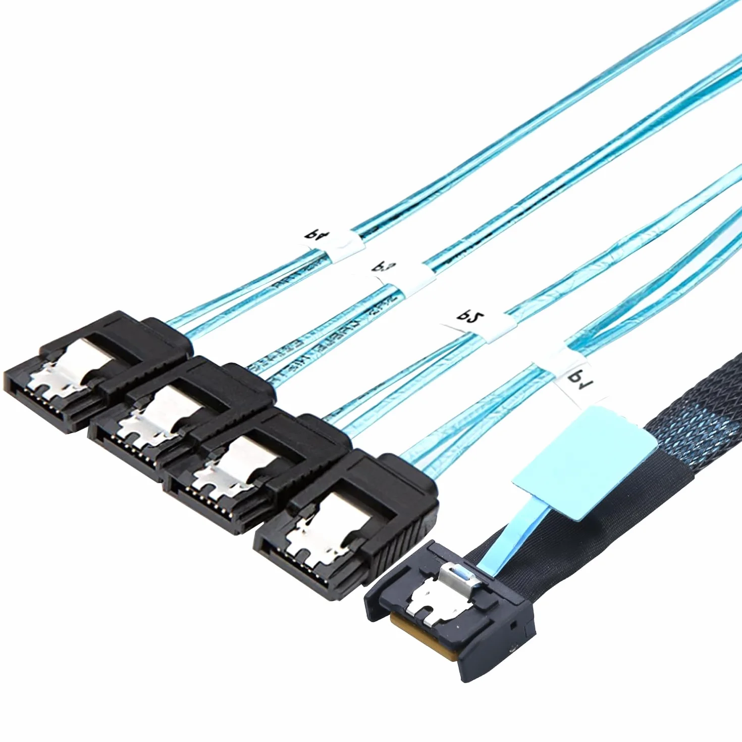 Mini SAS MCIO STR PCI-E 5.0 SFF-8654 Slimline SAS 4i 38Pin męski na 4X SATA żeński przedłużacz 0,8 m