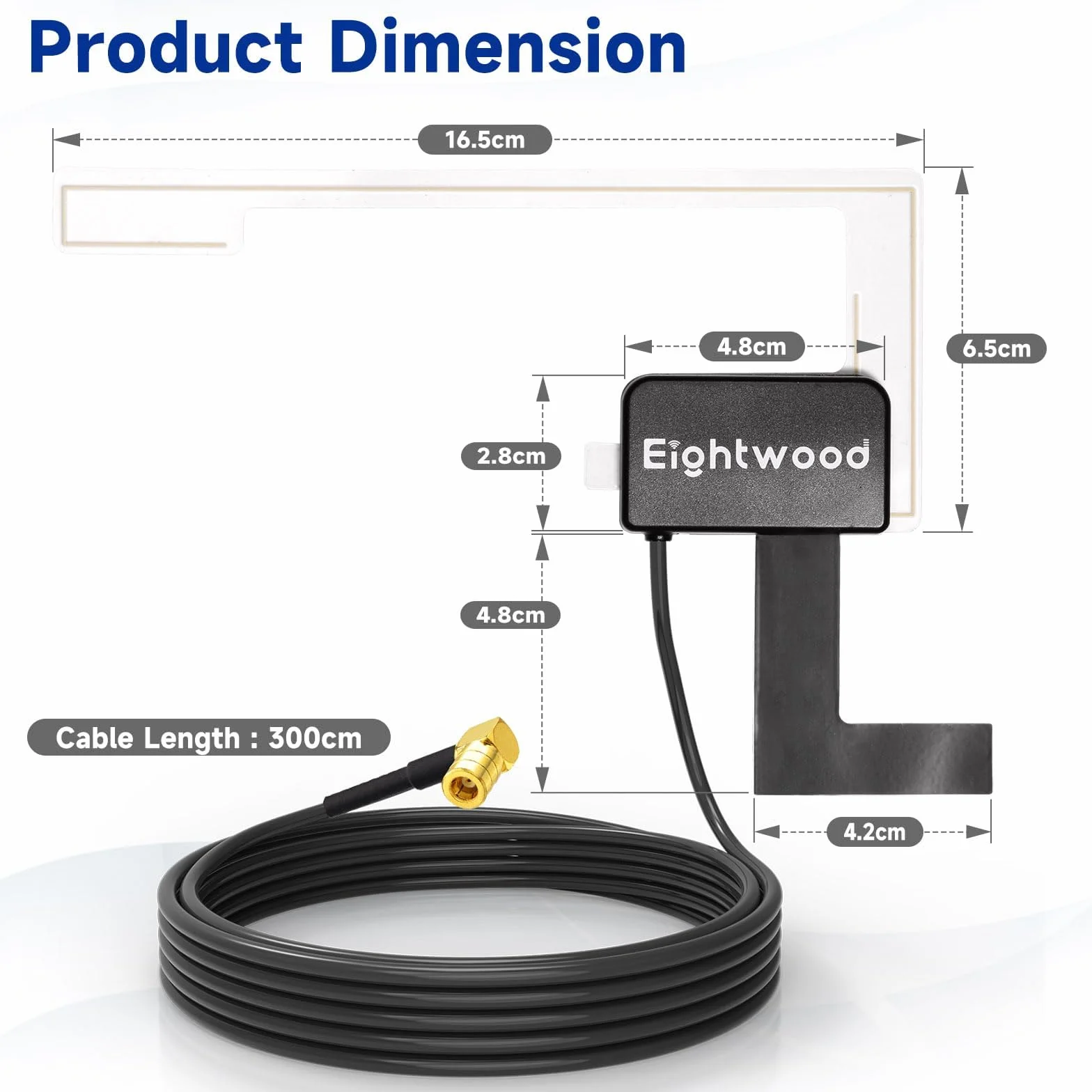 Eightwood DAB antena samochodowa + AM/FM dla Pioneer, Clarion, Kenwood, Alpine i JVC