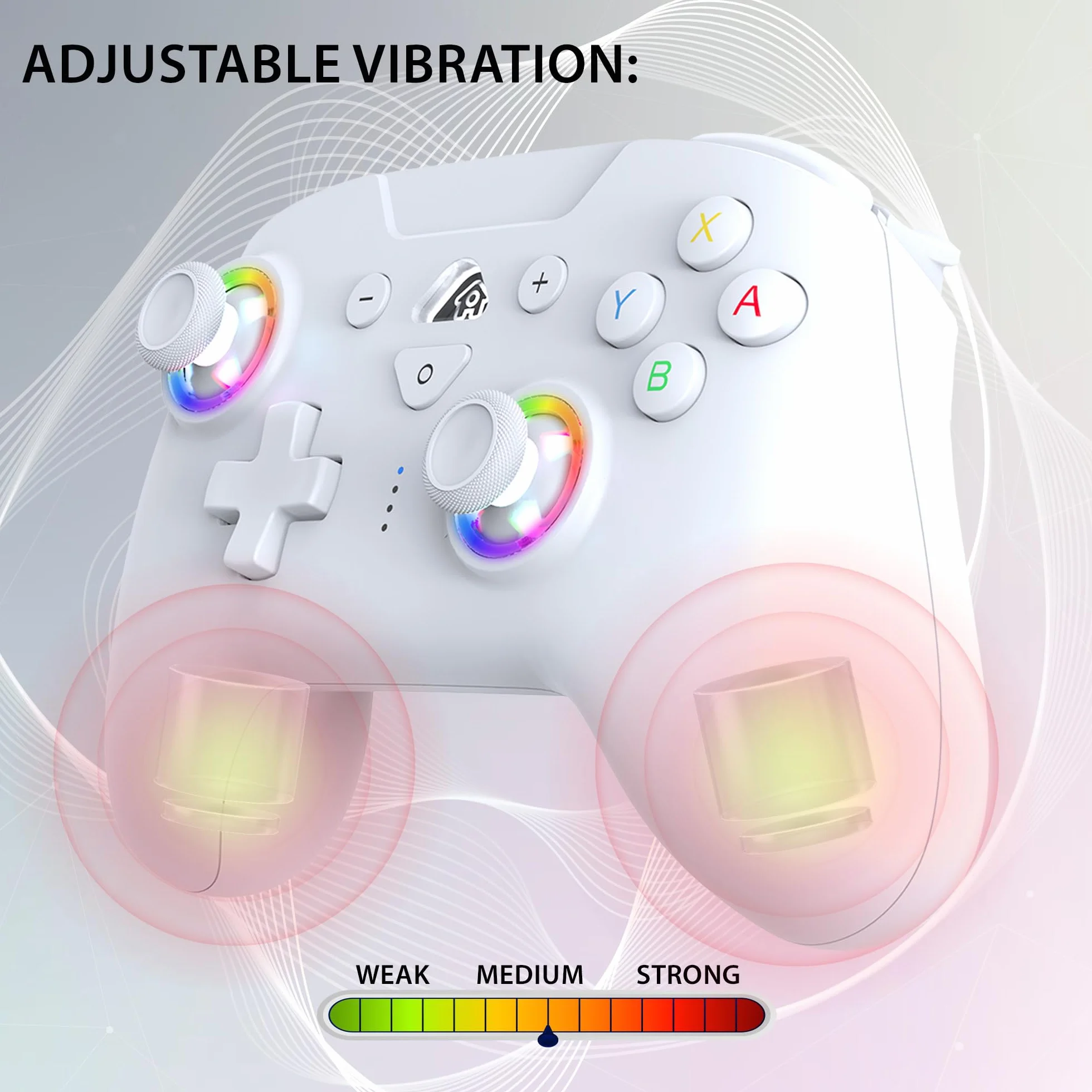 Subsonic Bezprzewodowy kontroler do Switch i Switch Oled – bezprzewodowy kontroler Bluetooth z diodami LED, wibracjami i 6-osiowym żyroskopem – biały