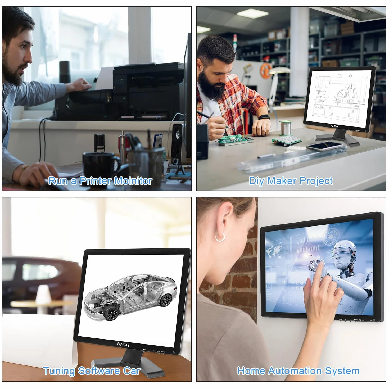 15 cal Ekran Dotykowy 1024x768 Wsparcie HDMI VGA AV USB BNC, 10 Punktów Pojemnościowy Ekran Dotykowy TFT LED Monitor dla PC Laptop Xbox PS5 PS4 Przełącznik POS Systems Wbudowany w