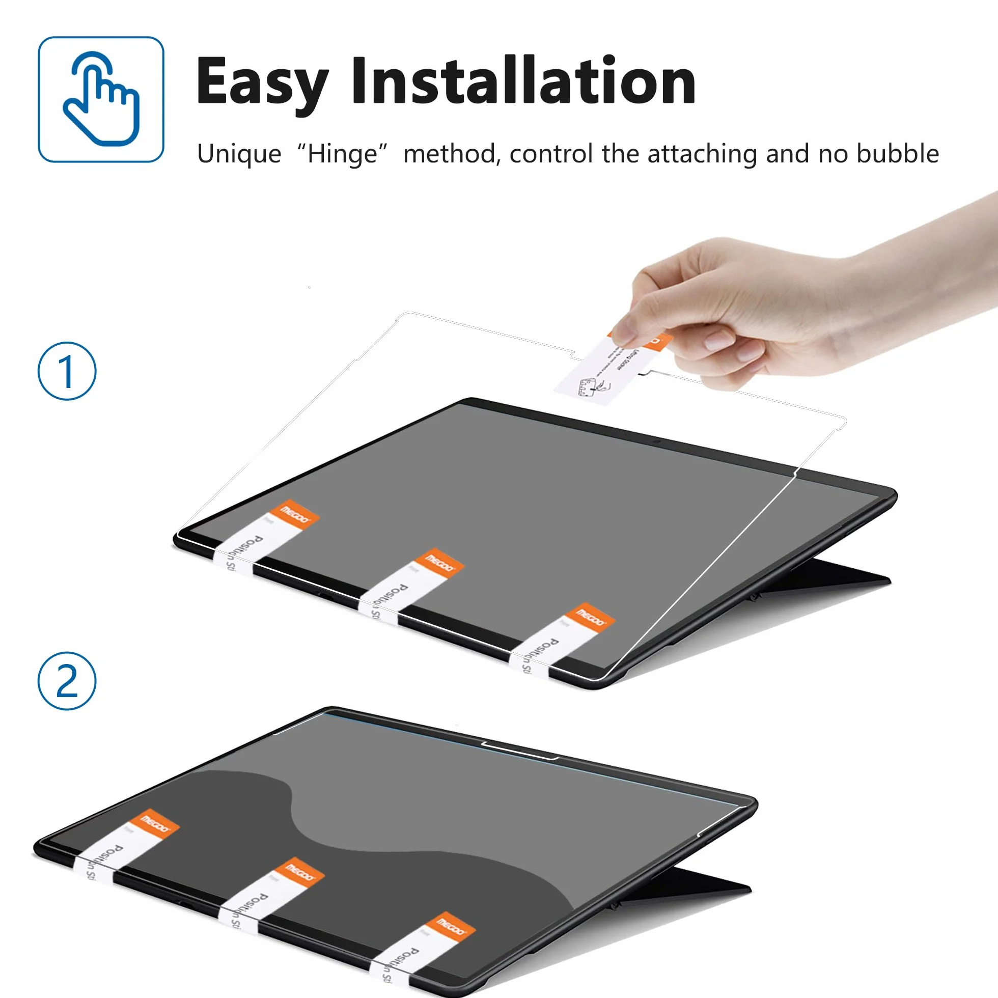 MEGOO Crystal Sense Screen Protector dla Surface Pro 12 cali (2025), ultra-cienkie szkło 9H, HD transparentność, wysoka czułość dotyku, przyjazny dla etui, odporny na ślady palców, 2 sztuki