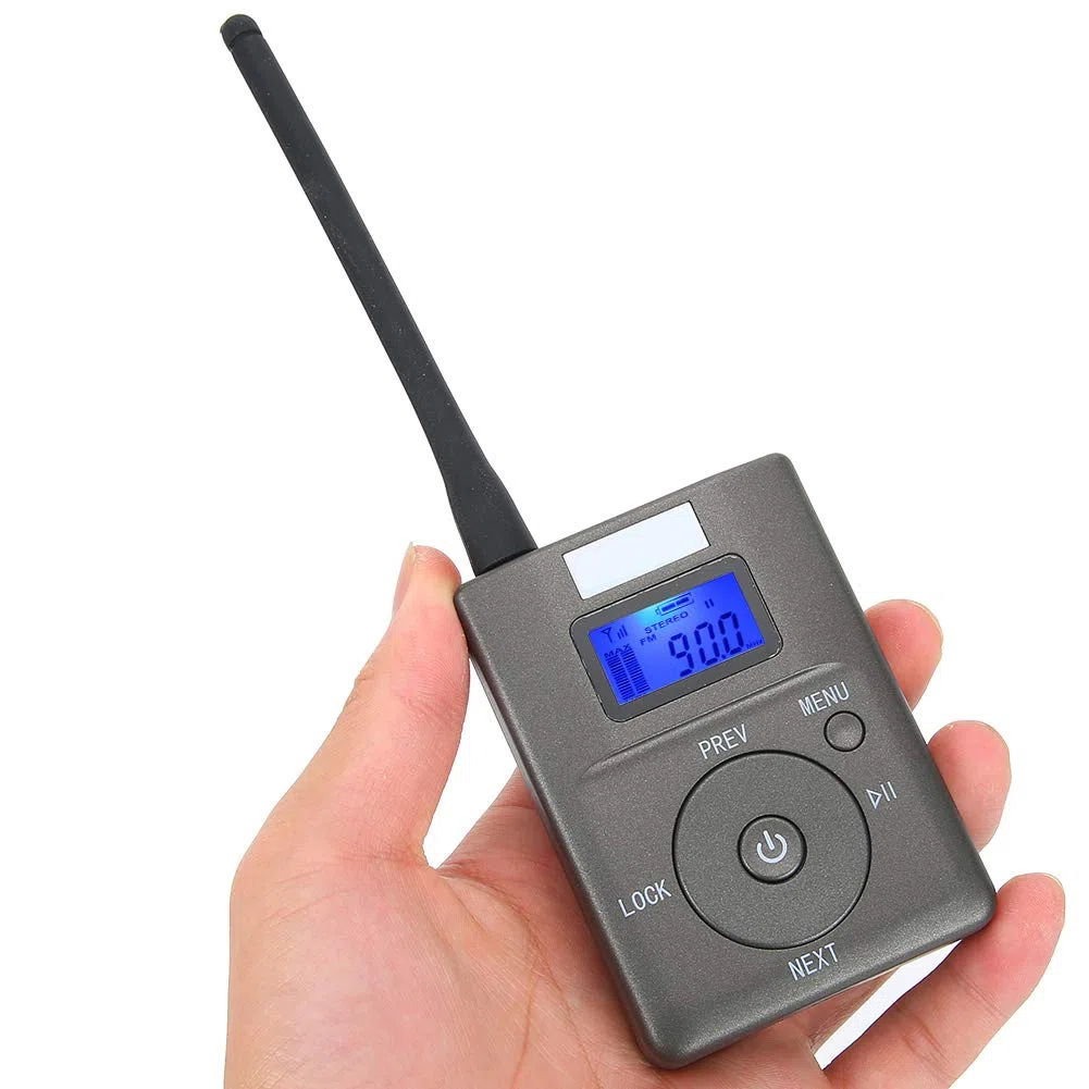 Socobeta Mini adapter audio, przenośny, bezprzewodowy nadajnik stereo, radioodtwarzacz broadcast, adapter z podświetleniem anteny, ekran LCD, złącza Aux 3,5 mm