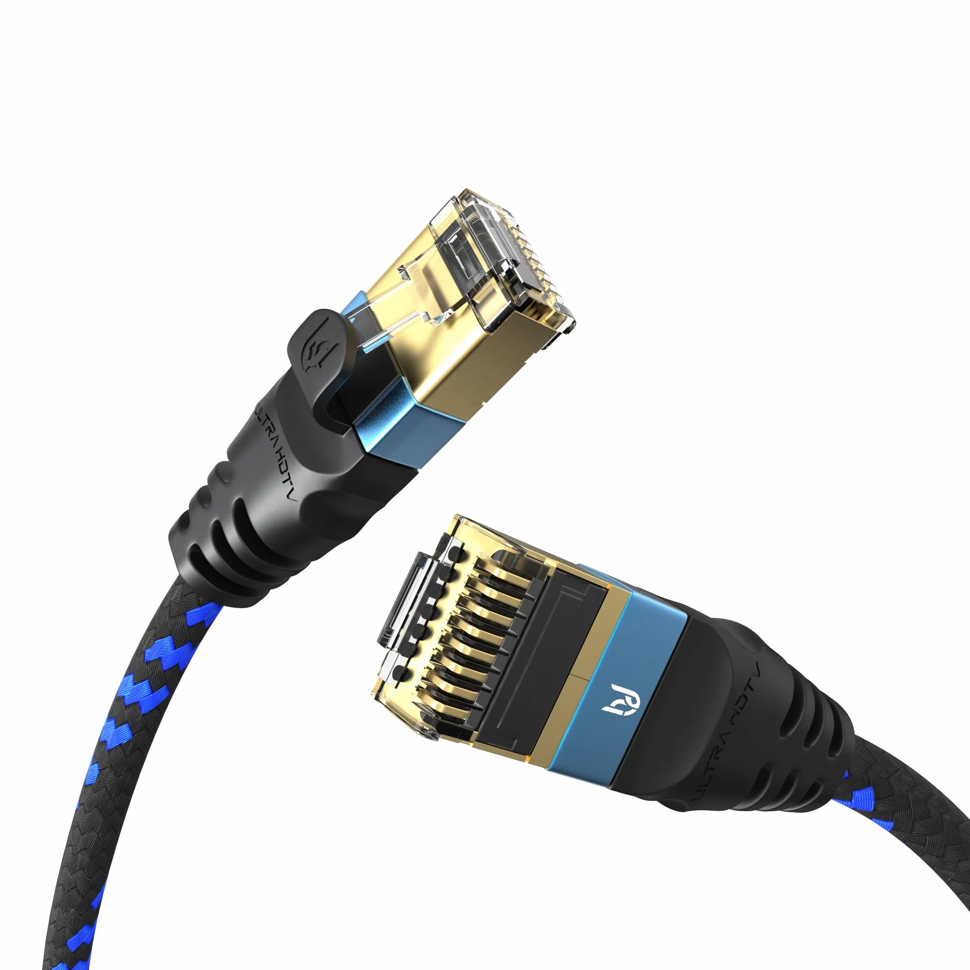 Kabel sieciowy Ultra HDTV CAT 8.1-1 metry, kabel LAN 40 Gb/s, kabel krosowy Gigabit RJ45 Ethernet, zabezpieczenie przed zginaniem, nylonowa kurtka ze światłowodem 40 000 Mbit