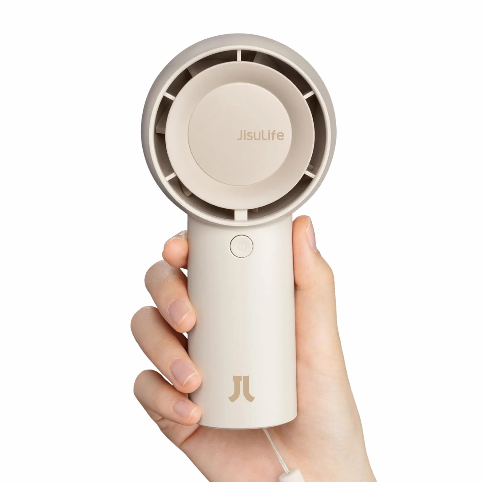 JISULIFE Turbo wentylator ręczny z akumulatorem (16 godzin czasu pracy) 4000 mAh, przenośny mini wentylator, ładowany przez USB, 5 prędkości, do podróży, na zewnątrz, do domu, biura, brązowy