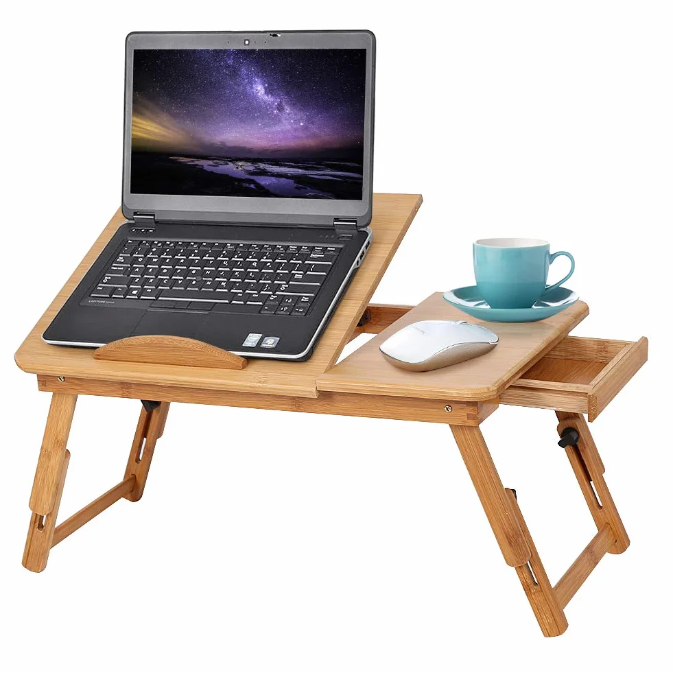 Składany stolik na laptopa z szufladą biurko z regulacją wysokości
