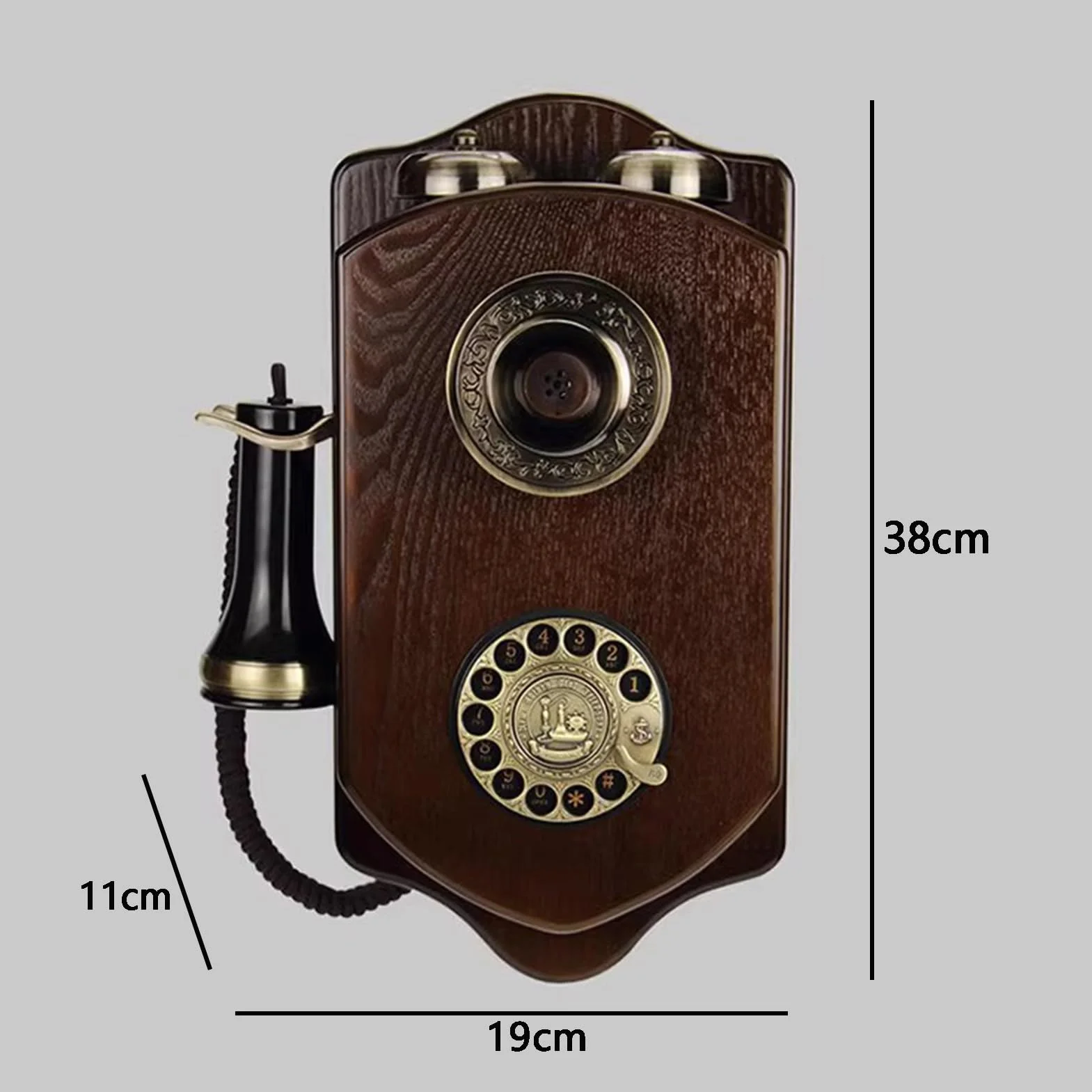 HJMMWT Telefon ścienny w stylu retro, przewodowy telefon stacjonarny, tarcza w stylu vintage z lat 60., staromodny do domu, biura, wystrój z mechanicznym dzwonkiem