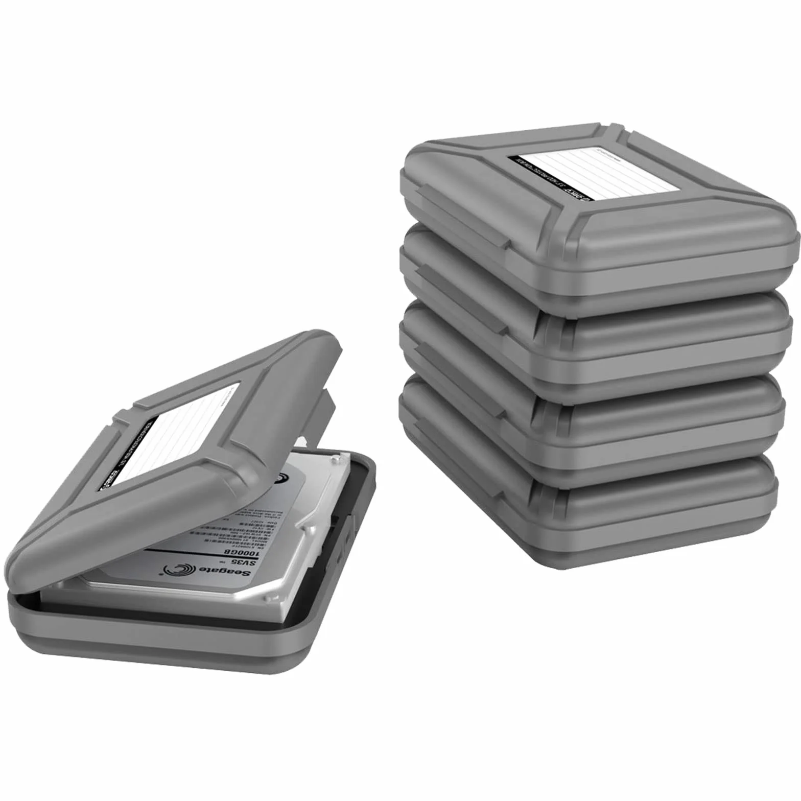 ORICO 3,5-calowy dysk twardy (zestaw 5 sztuk) - Etui ochronne do Western Digital WD Seagate Toshiba Samsung Maxtor (3,5 cali, szare) (5 Gray)