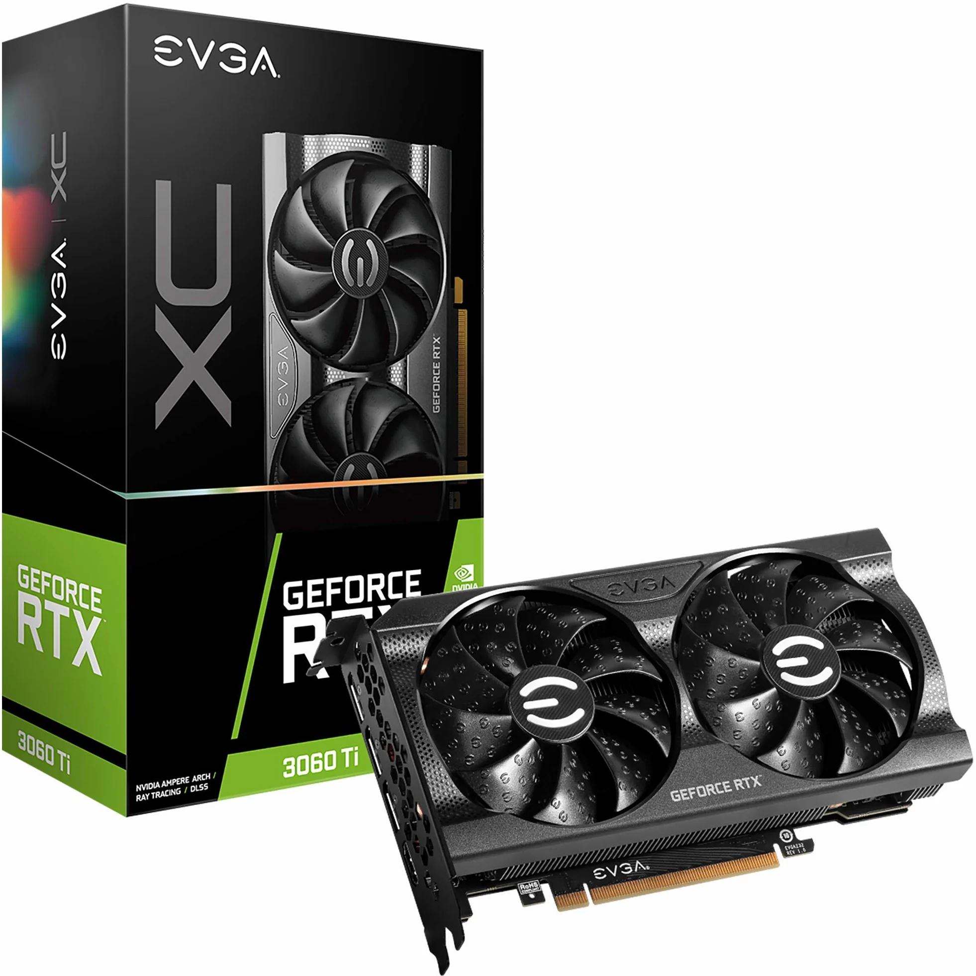 Evga Nvidia Geforce Rtx 3060 Ti 08G-P5-3663-KL Karta Graficzna, Czarny, 8 GB
