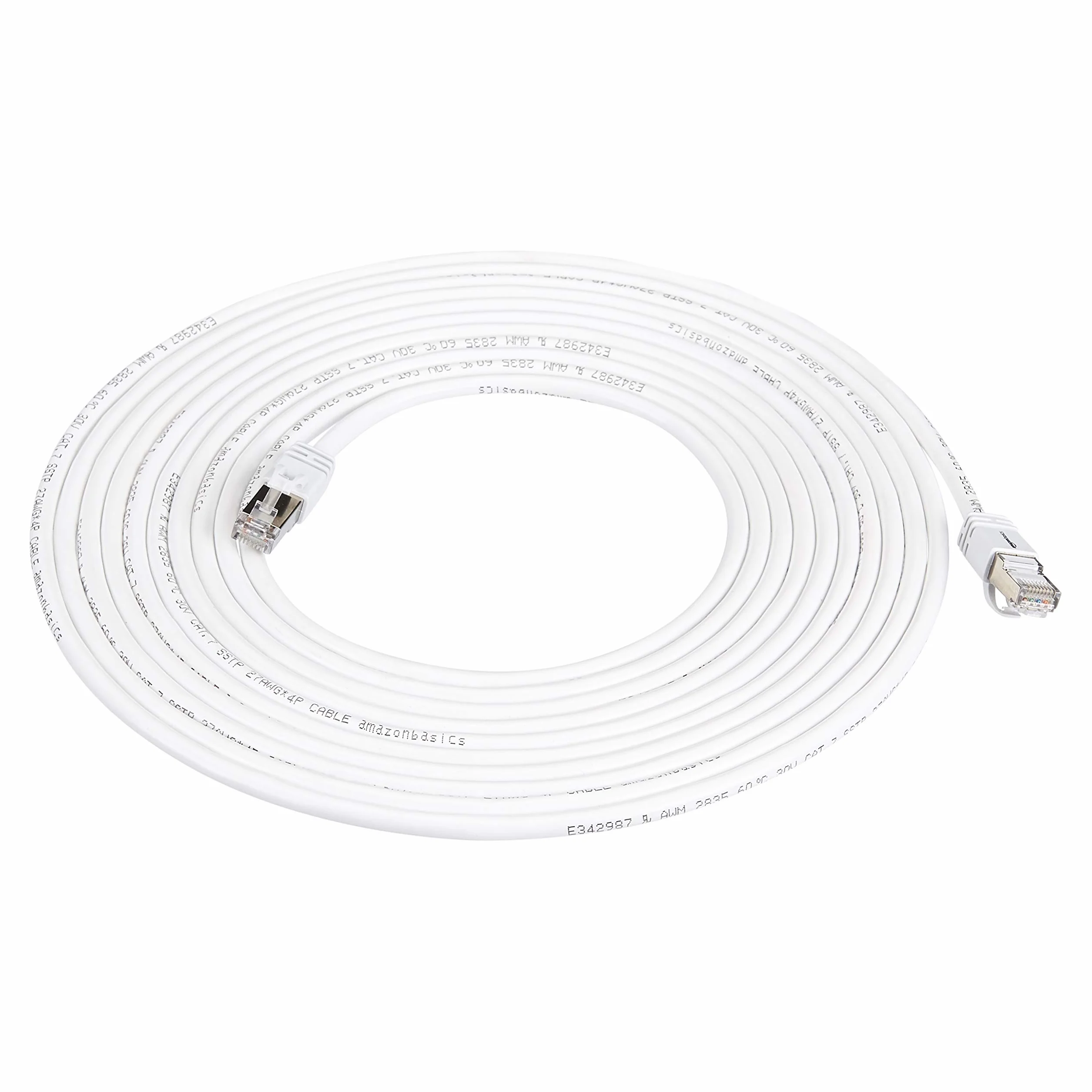 Amazon Basics Kabel krosowy (patch) Ethernet Cat 7 ze złączem RJ45, wysoka prędkość transmisji, 6 m, biały, 1 sztuka w opakowaniu