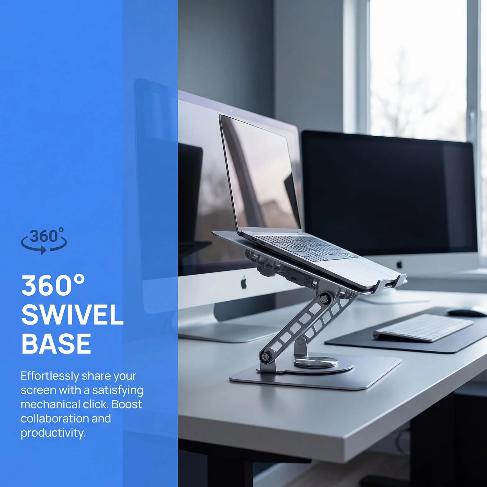 Regulowany Stojak na Laptopa z Wentylatorem, 360° Obrotowa Podstawa, Pasuje do Laptopów 10-17 cali