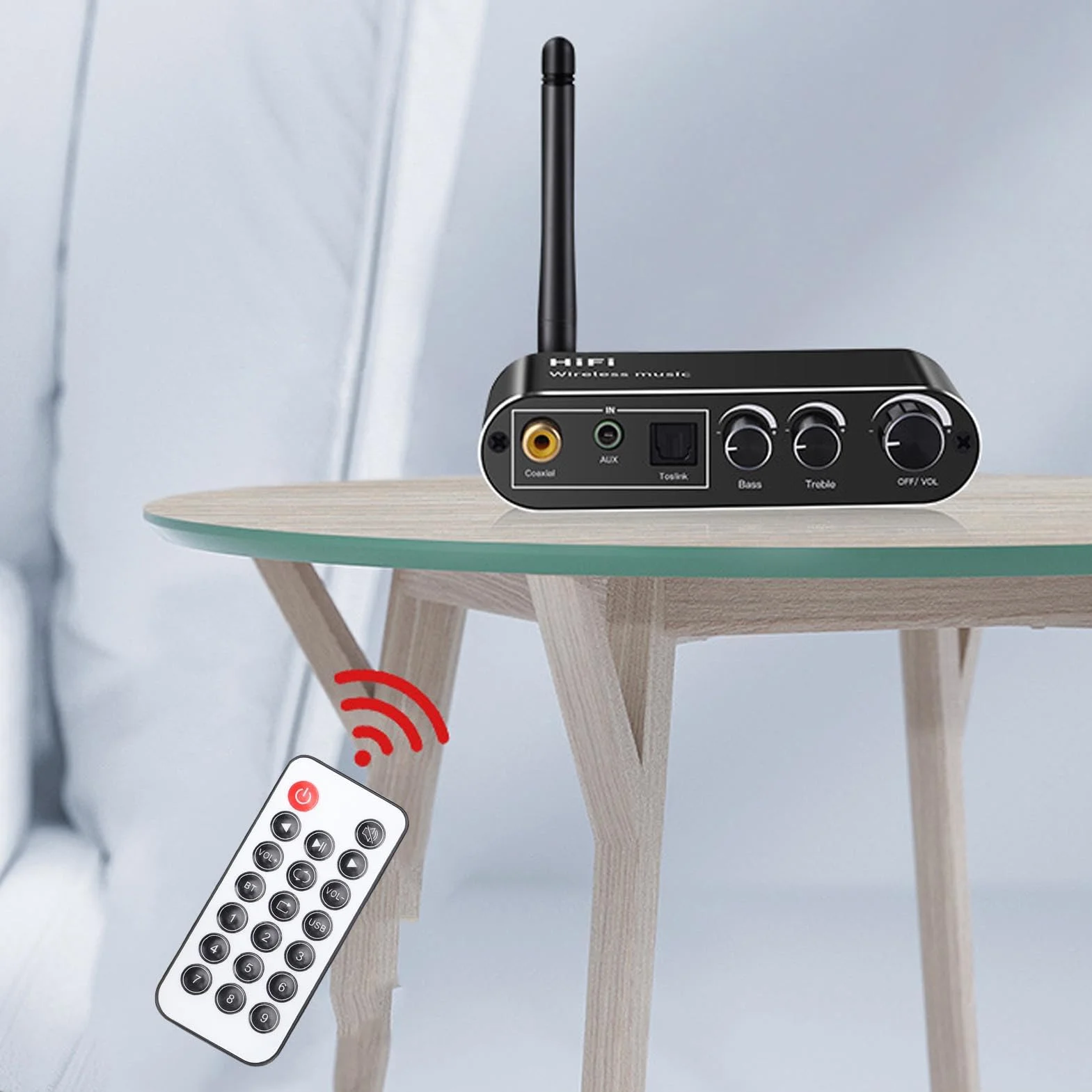 Cuifati Cyfrowe na Analogowe Konwerter Audio z Zdalnym Sterowaniem, Optyczne Koncentryczne Wejścia USB do Aux Wyjściowe Adapter Dźwiękowy Bluetooth