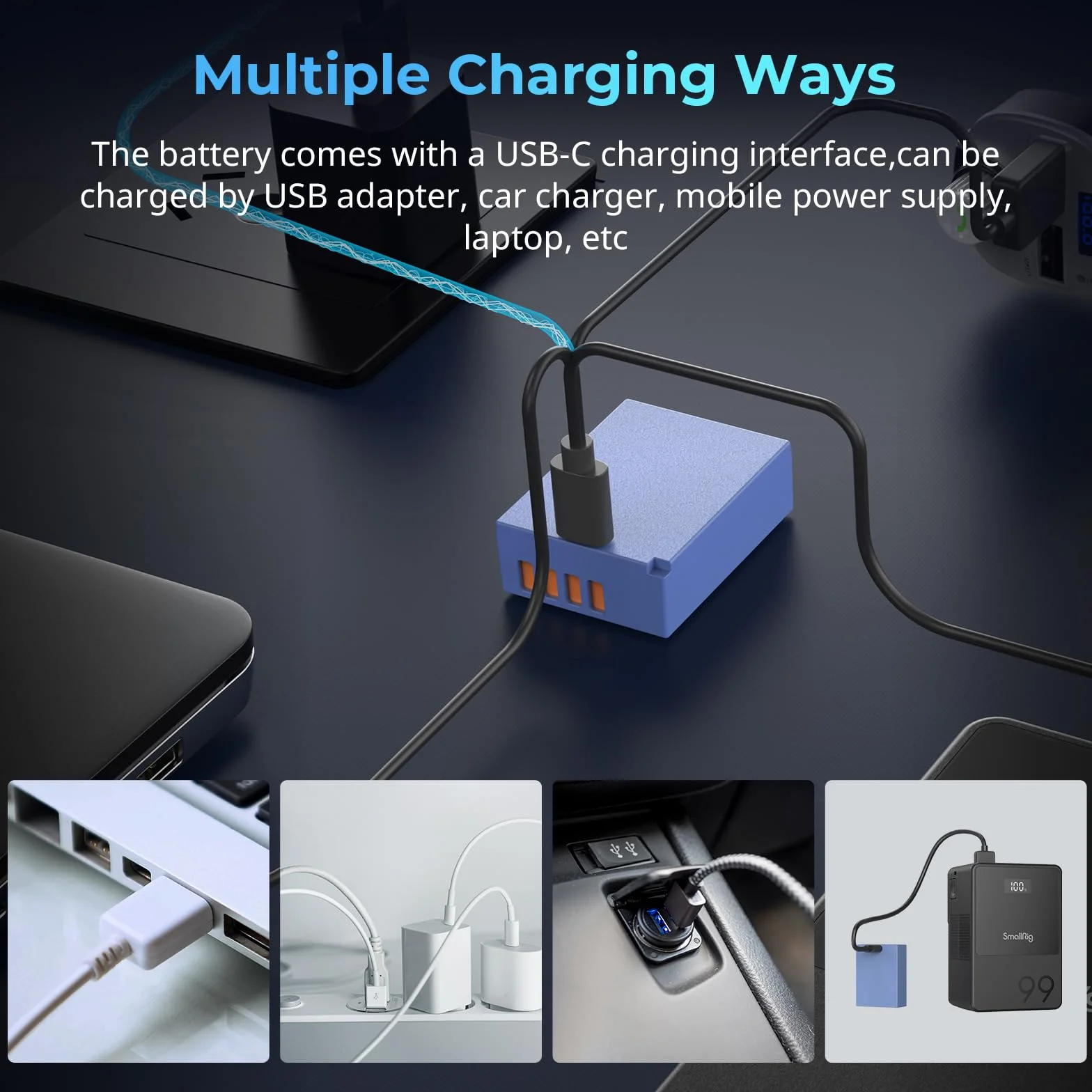 SMALLRIG Akumulator NP-W126S 1050mAh Akumulator USB-C do aparatu Fujifilm X100 IV, X-S10, X-T100, 2,5 godziny pełnego ładowania, do Fujifilm X-T50, X100V, X-T10, X-T20, X-T30, X-T30 II-5062