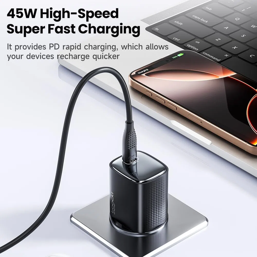 Toocki 45W Ładowarka Szybkiego Ładowania GaN, Protokół PD, Kompatybilna z iPhone 16/Samsung S24/MacBook Air