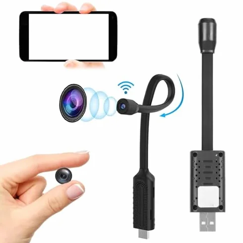 Ukryta Kamera, Kamera Szpiegowska HD 1080P, Wtyczka USB Mini Bezprzewodowa Kamera WiFi ze Zdalnym Podglądem, Mała Wewnętrzna Kamera dla Niani z Noktowizorem, Wykrywanie Ruchu