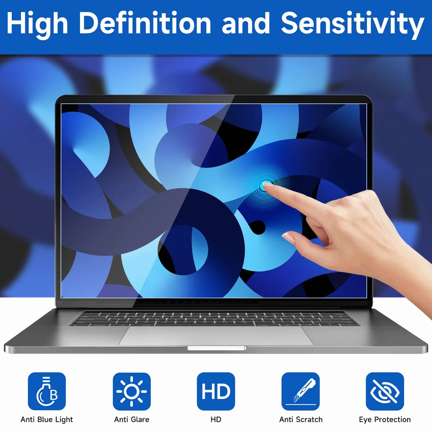 2 Pack 15.6 inch (1920x1080P) Laptop Blue Light Screen Protector, Eye Protection Anti-Scratch and Anti-Glare Screens for Laptops 15.6’’ with 16:9 Aspect Ratio